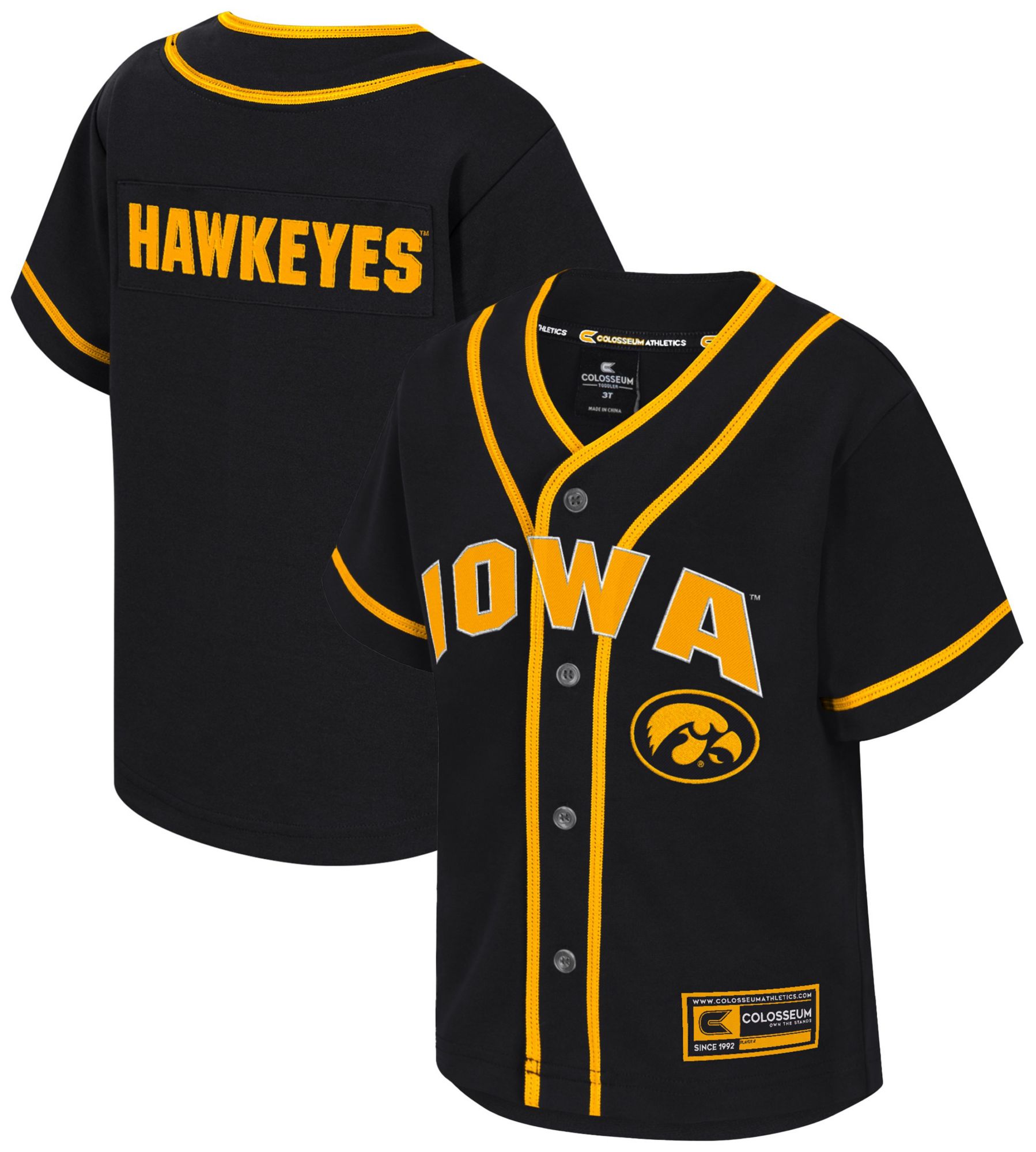 Colosseum Toddler Iowa Hawkeyes Black Baseball Jersey