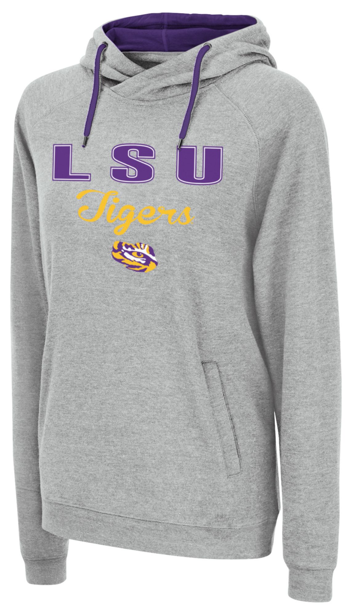 Colosseum Women's LSU Tigers Heather Grey Pullover Hoodie
