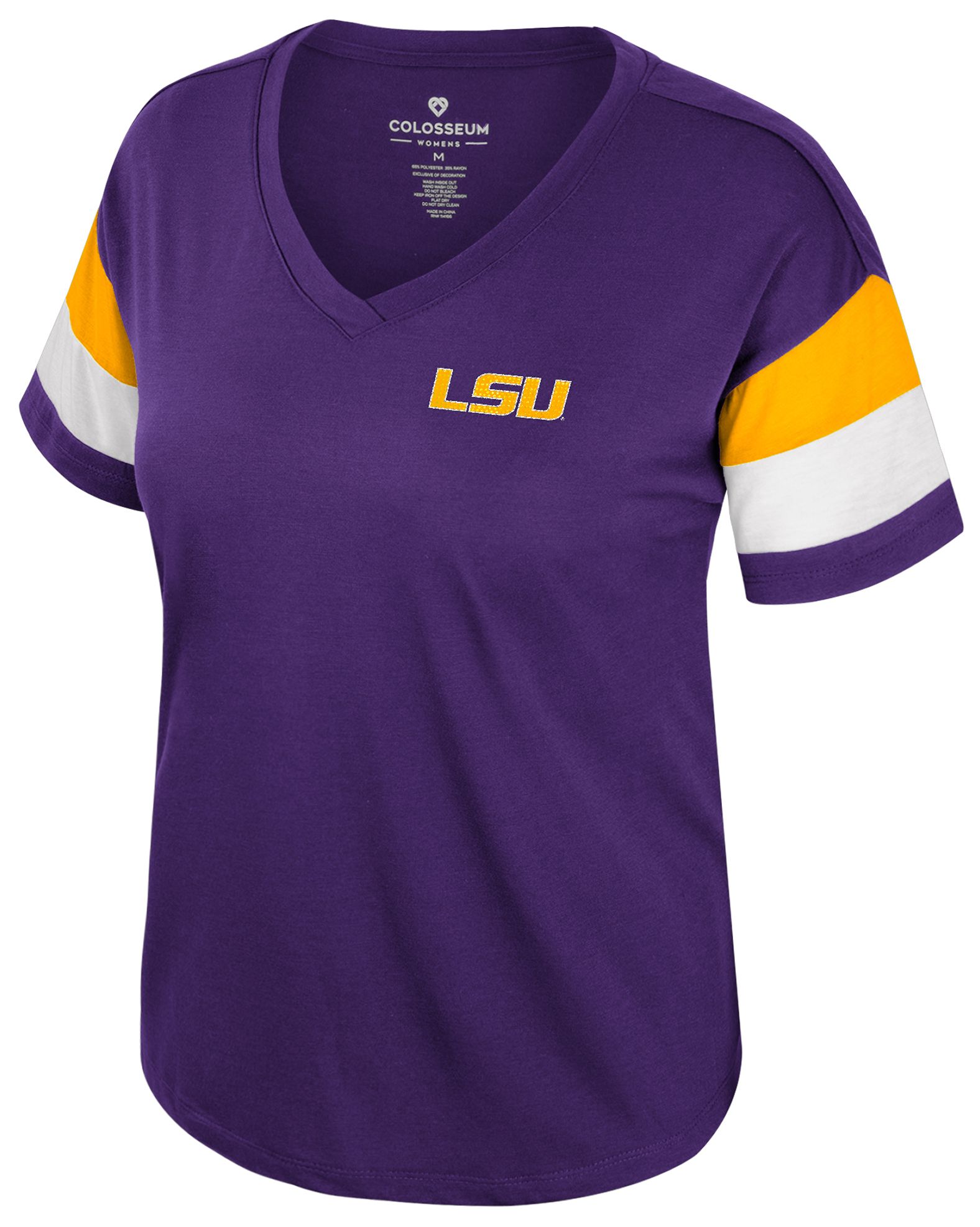 Colosseum Women's LSU Tigers Purple Sparkle V-Neck T-Shirt