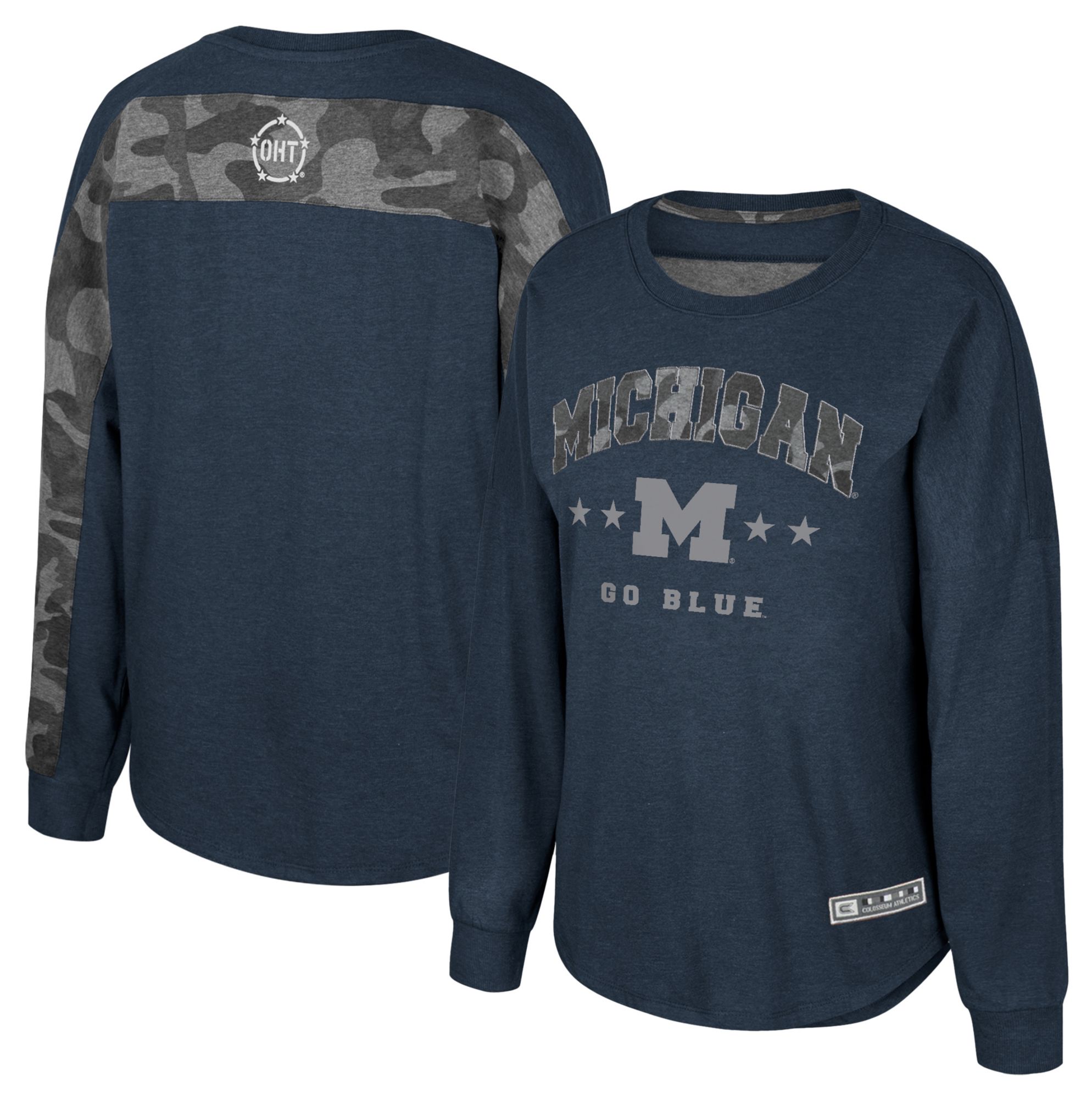 Colosseum Women's Michigan Wolverines Navy Oorah Long sleeve Dolman T-Shirt