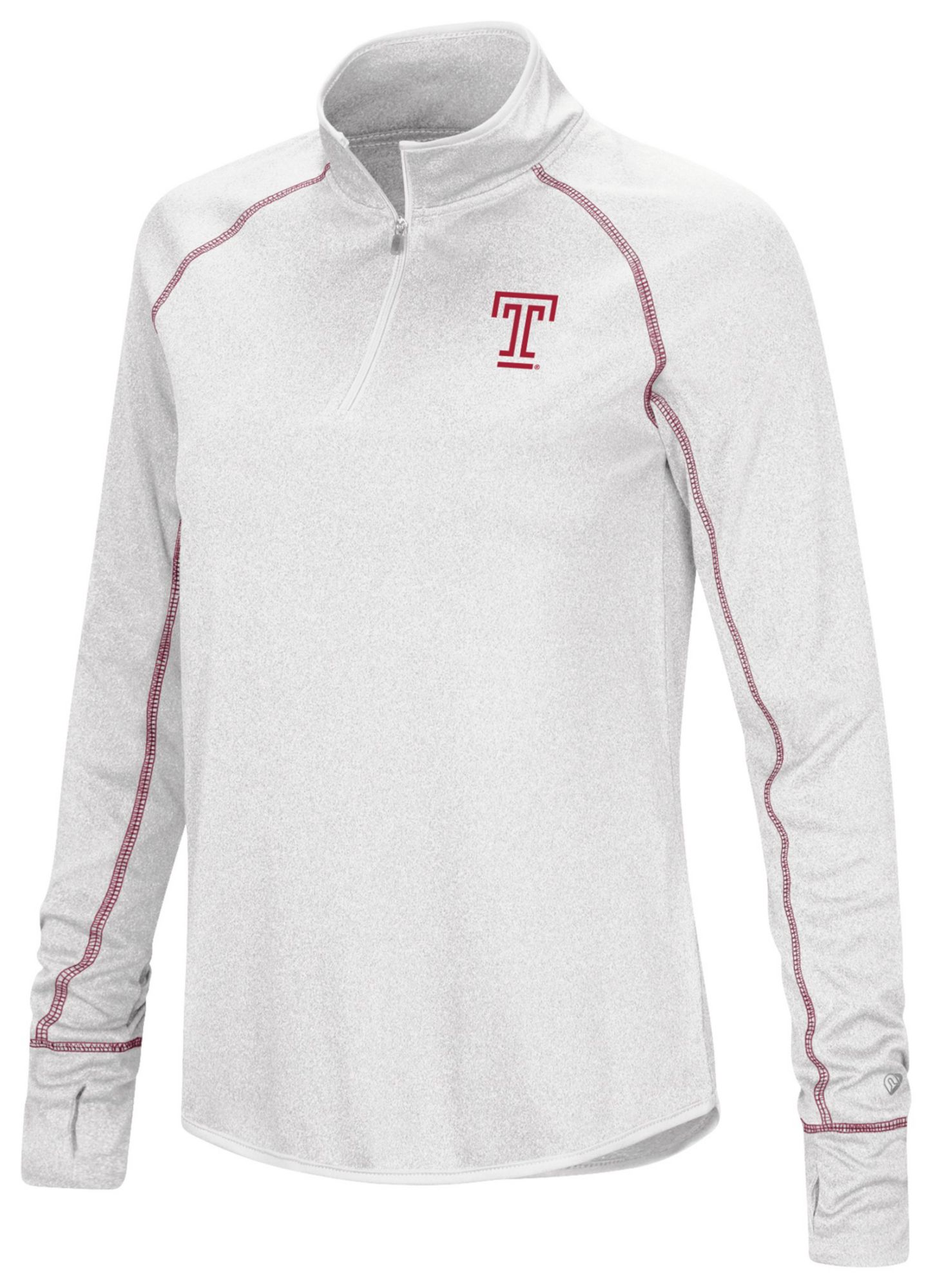 Colosseum Women's Temple Owls White 1/4 Zip Pullover