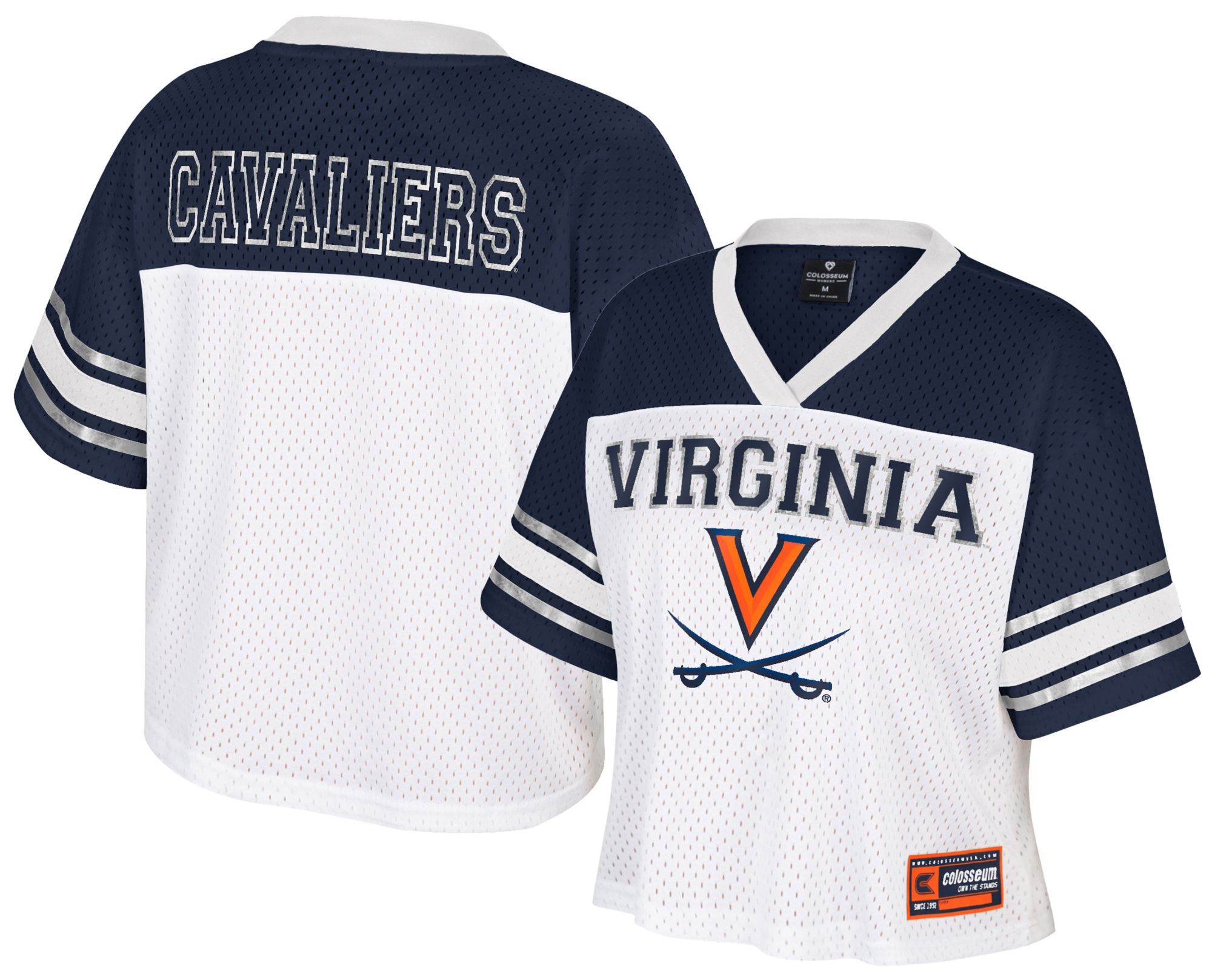 Colosseum Women's Virginia Cavaliers White Treasure Cropped Football Jersey