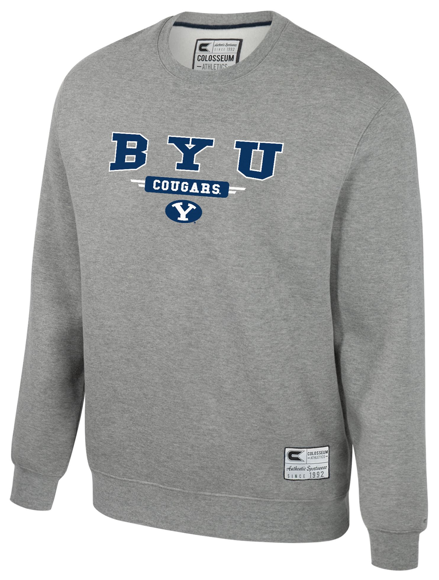 Colosseum Youth BYU Cougars Heather Grey Crewneck Fleece Sweatshirt