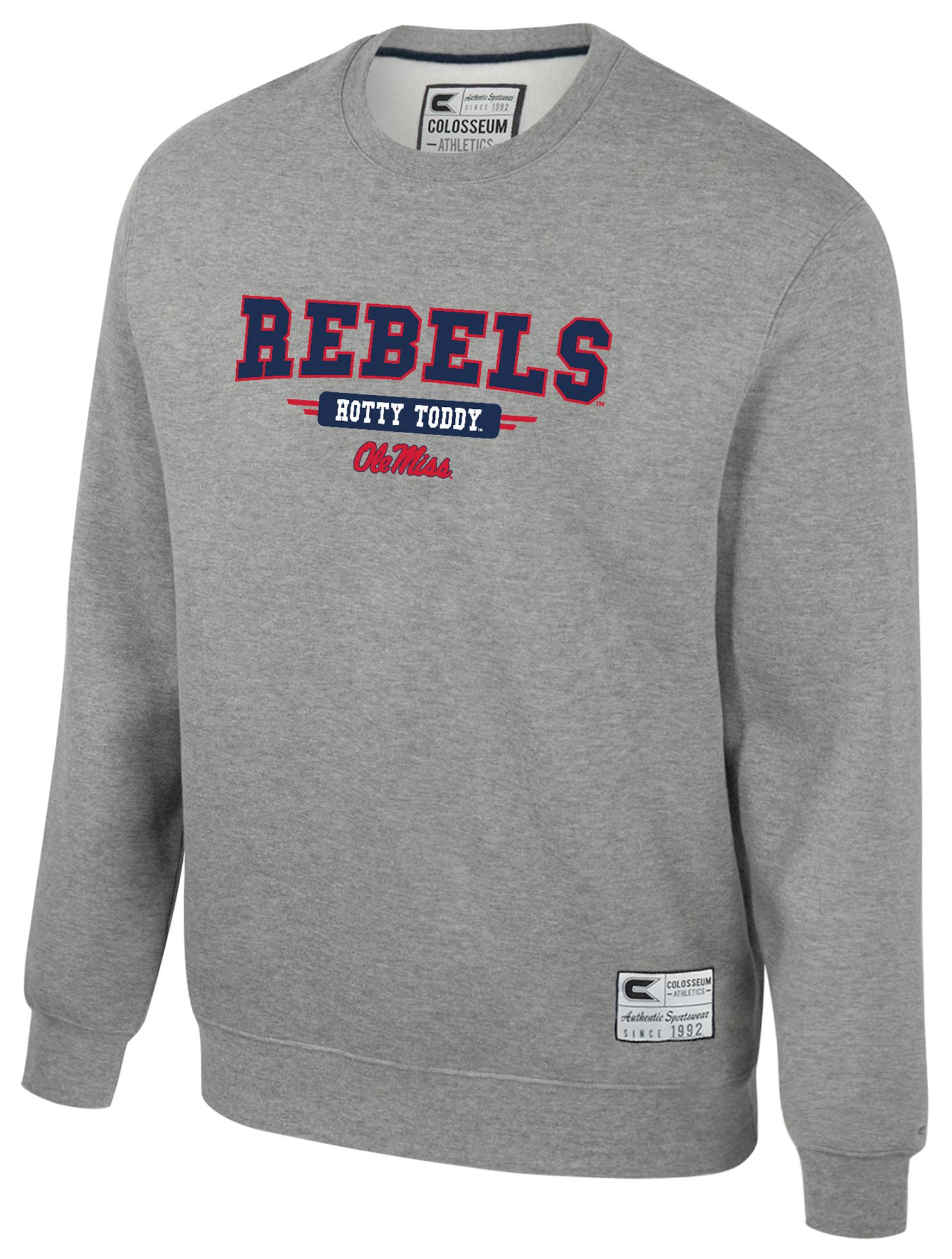 Colosseum Youth Ole Miss Rebels Heather Grey Crewneck Fleece Sweatshirt