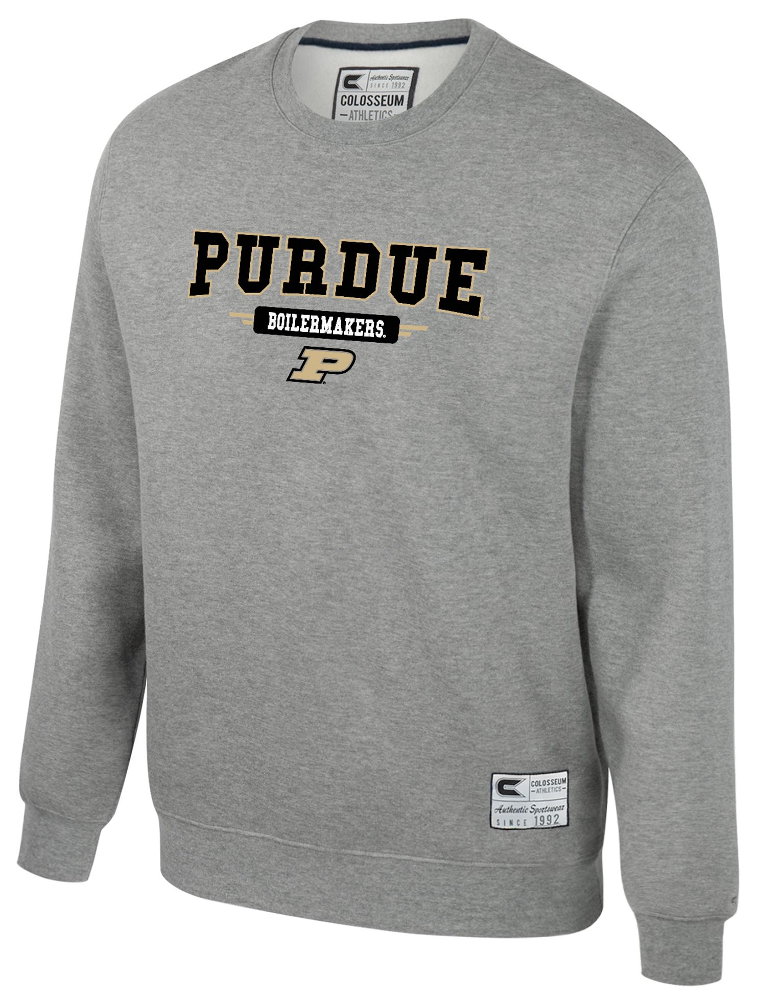Colosseum Youth Purdue Boilermakers Heather Grey Crewneck Fleece Sweatshirt
