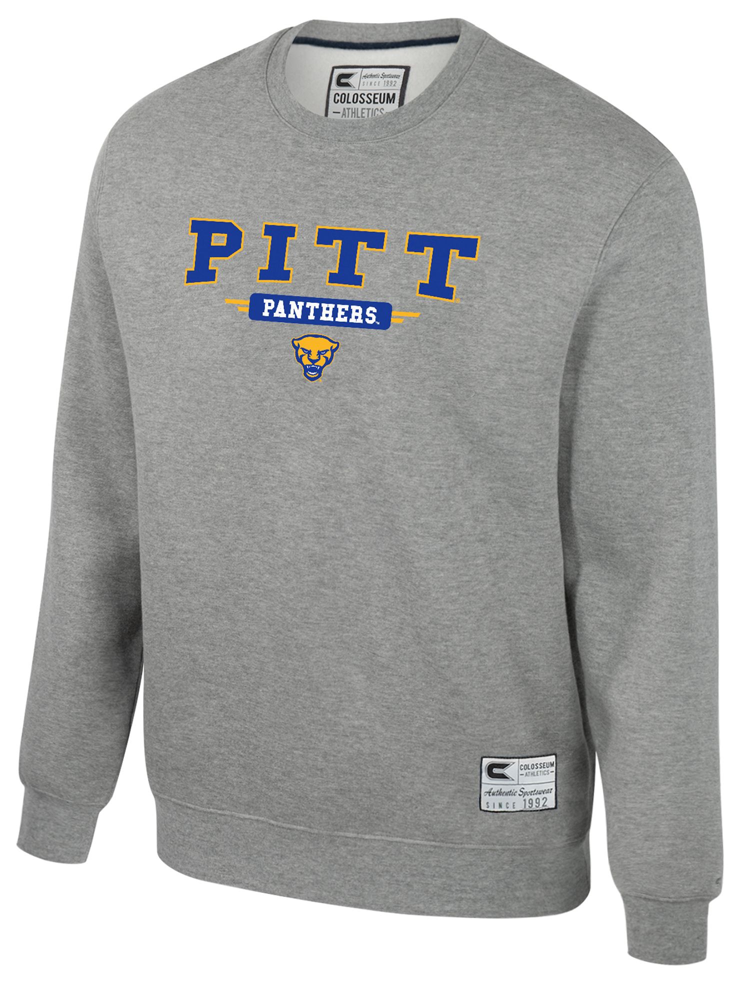 Colosseum Youth Pitt Panthers Heather Grey Crewneck Fleece Sweatshirt