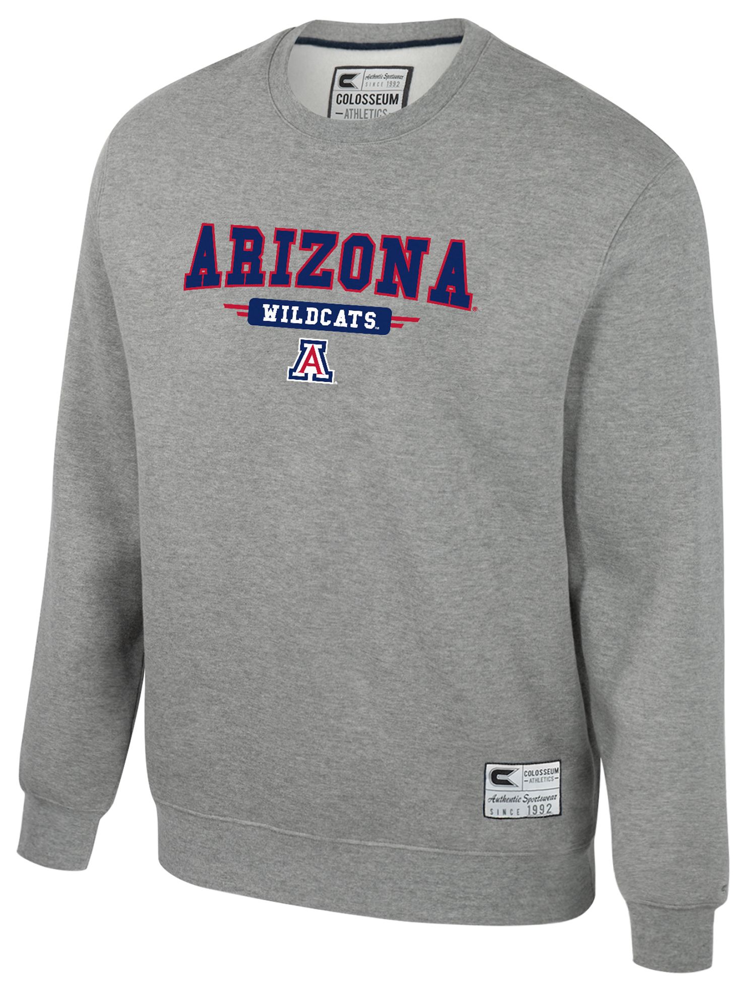 Colosseum Youth Arizona Wildcats Heather Grey Crewneck Fleece Sweatshirt