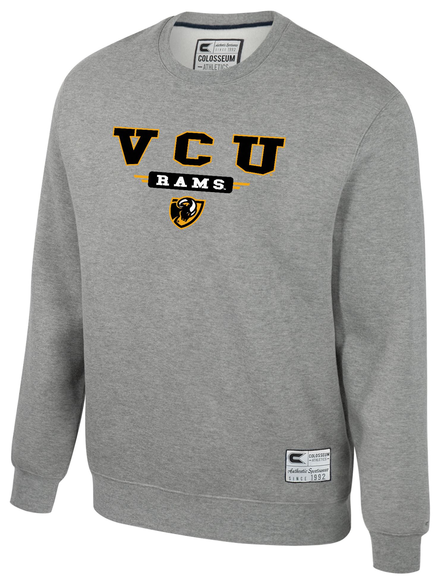 Colosseum Youth VCU Rams Heather Grey Crewneck Fleece Sweatshirt