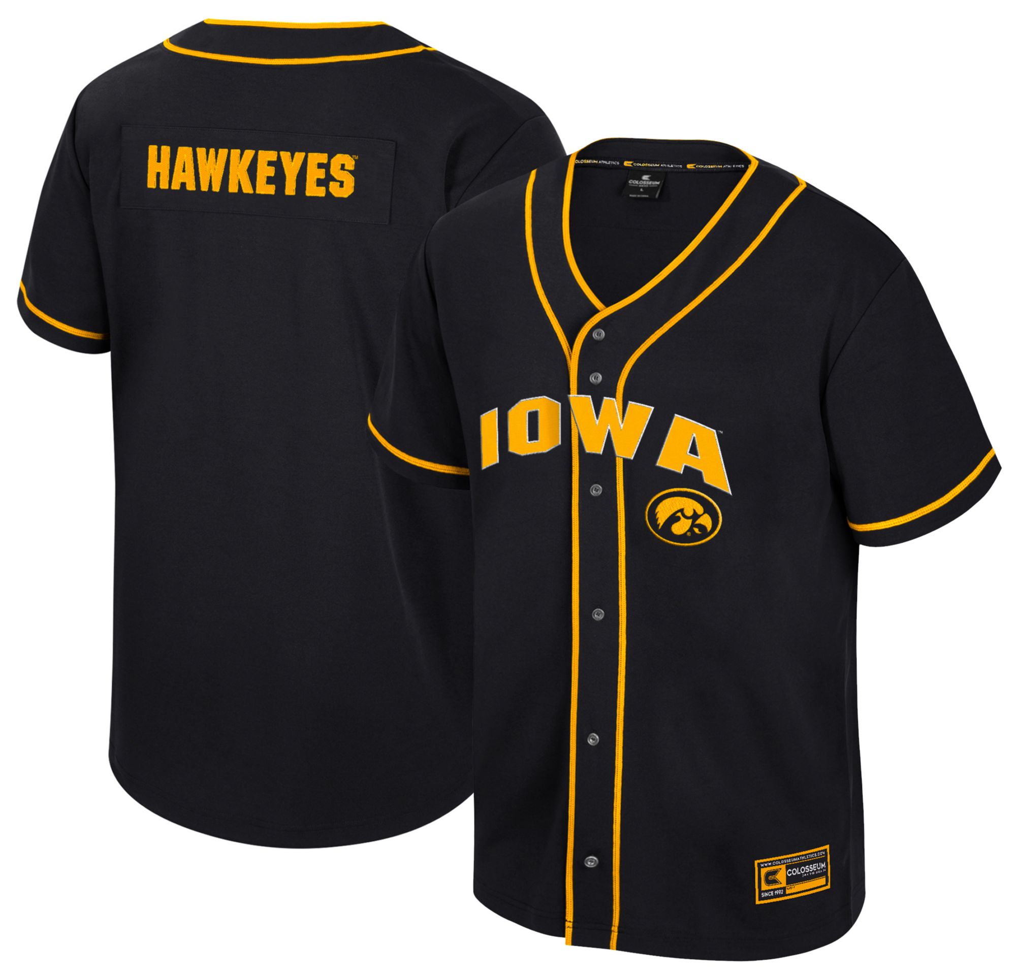 Colosseum Youth Iowa Hawkeyes Black Replica Baseball Jersey