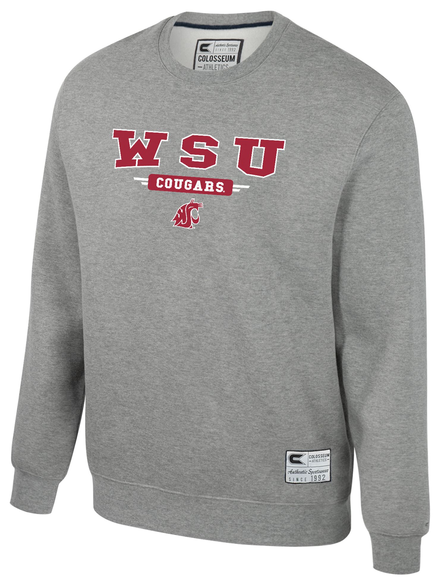 Colosseum Youth Washington State Cougars Heather Grey Crewneck Fleece Sweatshirt