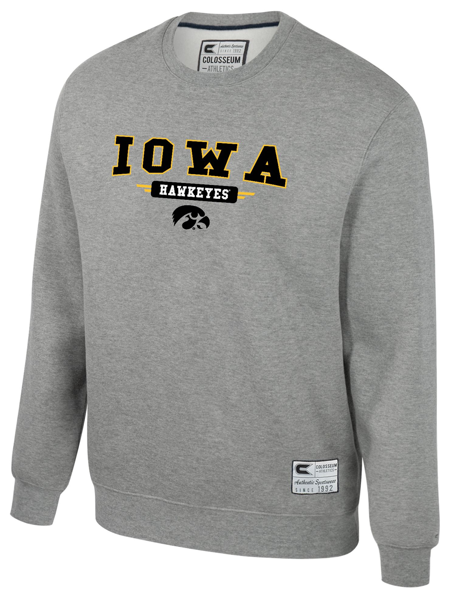 Colosseum Youth Iowa Hawkeyes Heather Grey Crewneck Fleece Sweatshirt