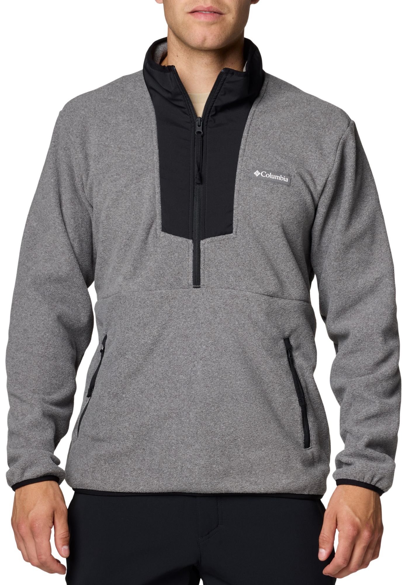 COLUMBIA Men's Sequoia Grove 1/2 Zip Fleece Pullover, City Grey Heather/ Black