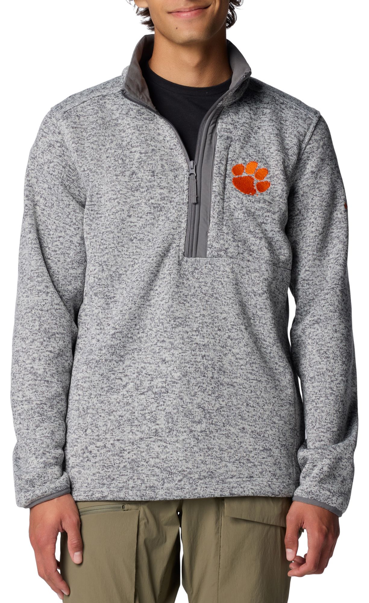 Columbia Men's Clemson Tigers Grey Heather Sweater Weather 1/2 Zip Pullover