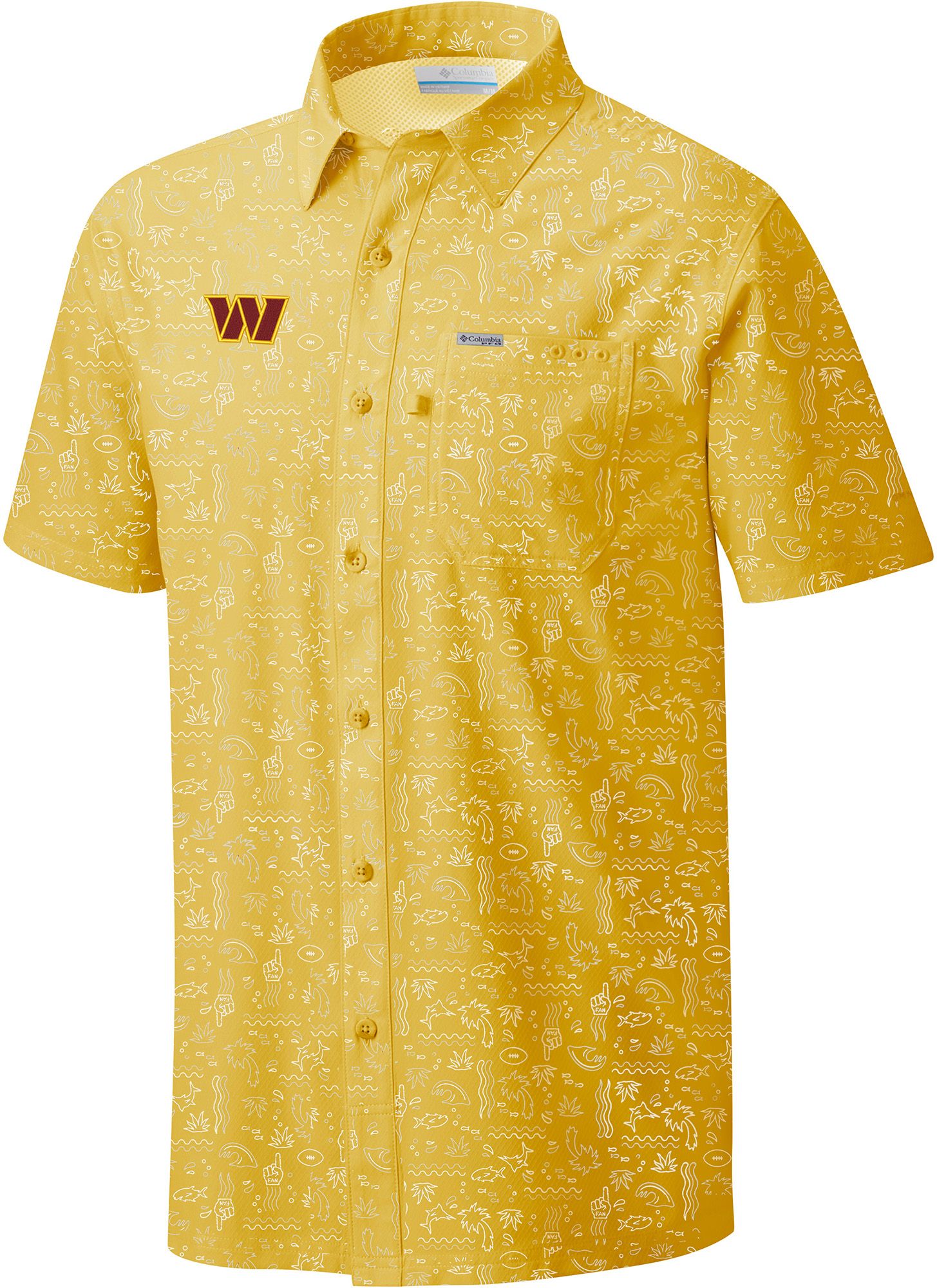 Columbia Men's Washington Commanders Black Super Slack Tide Button-Up Camp Shirt