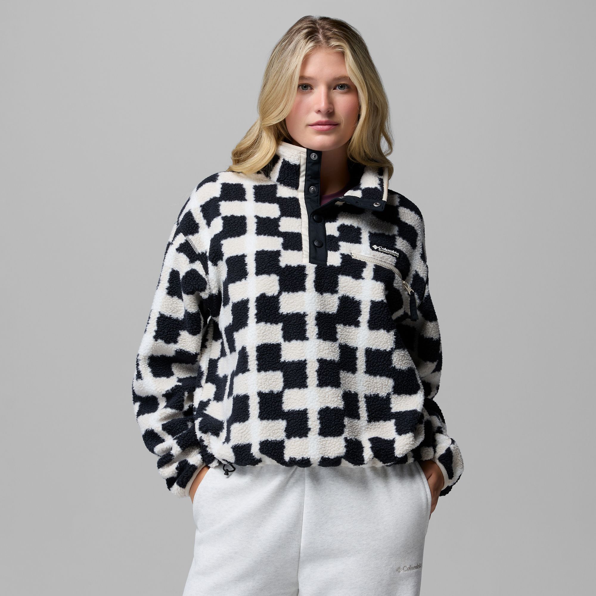 Columbia Women's Helvetia II Printed Cropped Half Snap Fleece Pullover