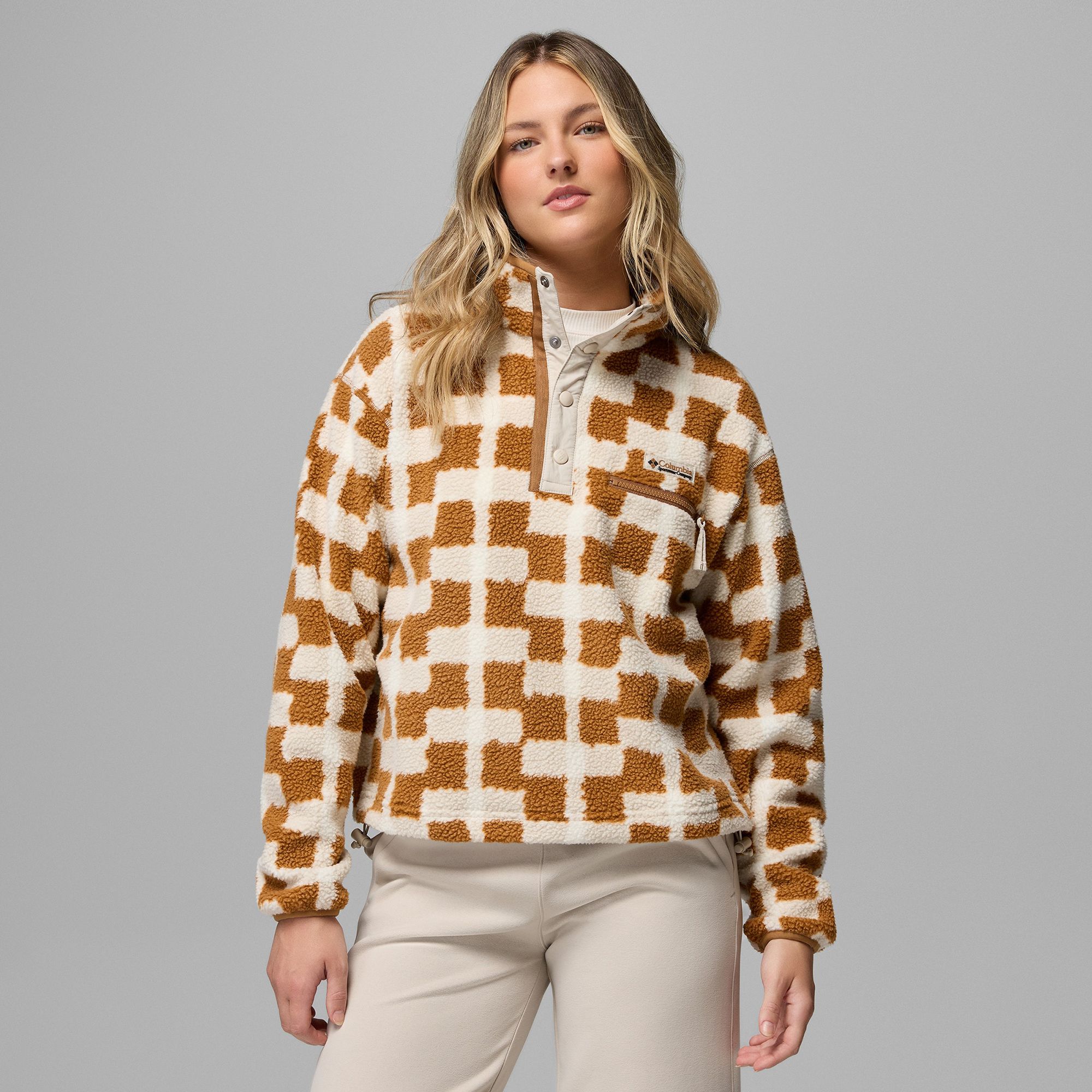 Columbia Women's Helvetia II Printed Cropped Half Snap Fleece Pullover