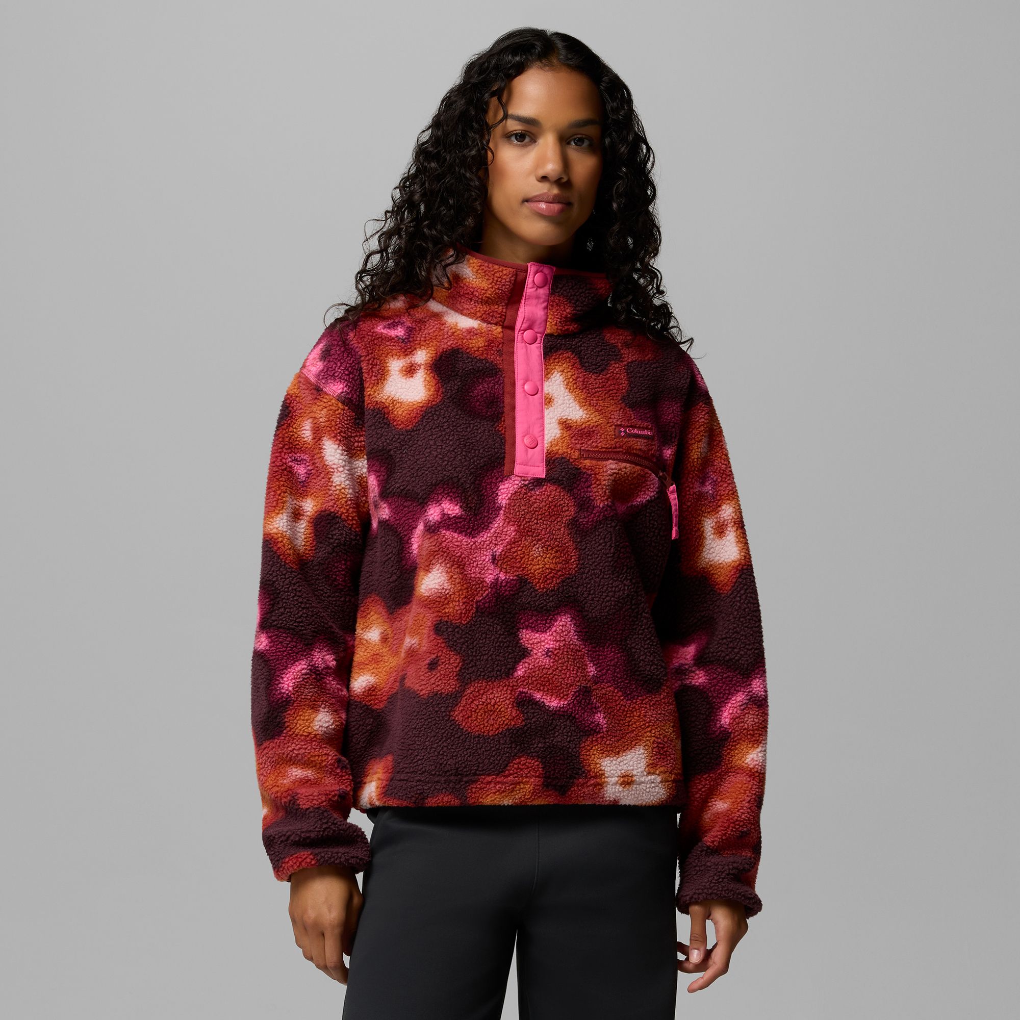 Columbia Women's Helvetia II Printed Cropped Half Snap Fleece Pullover