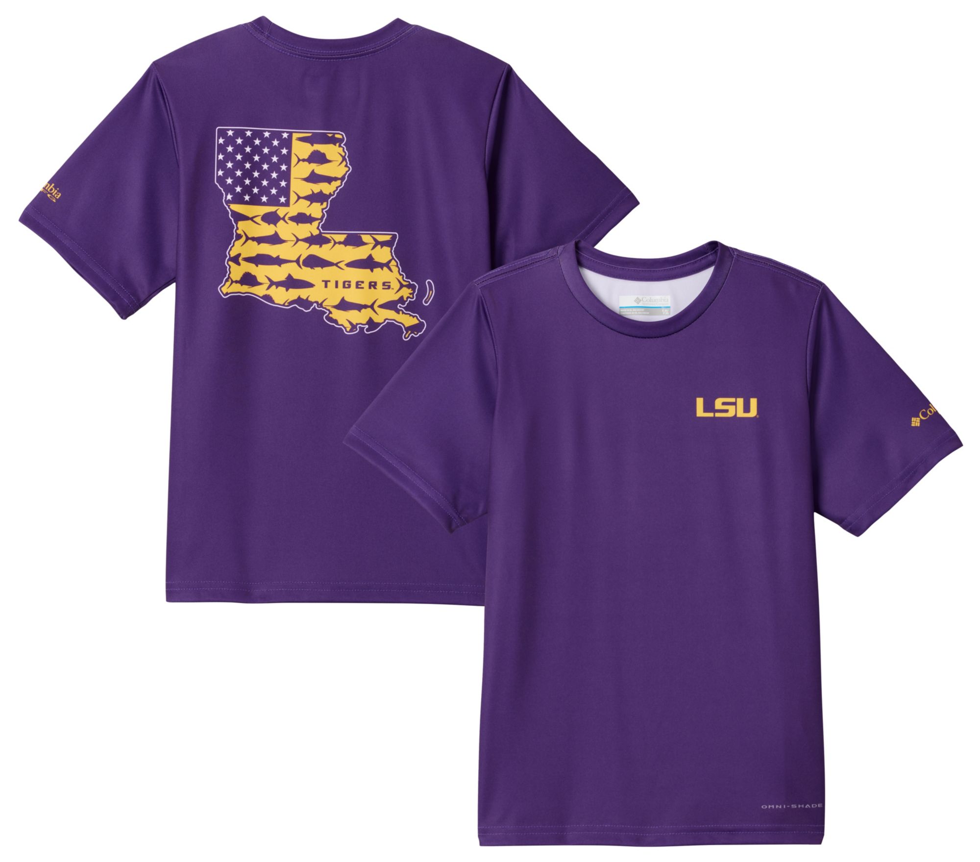Columbia Youth LSU Tigers Vivid Purple PFG State T-Shirt