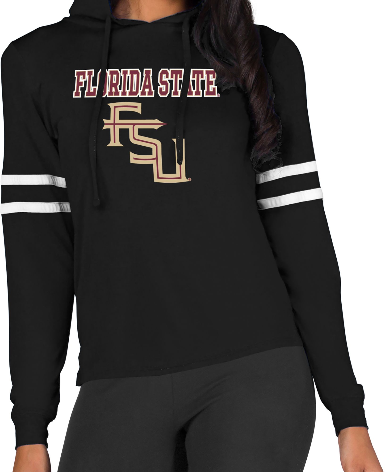 Concept Sports Women's Florida State Seminoles Black/White Marathon Pullover Hoodie