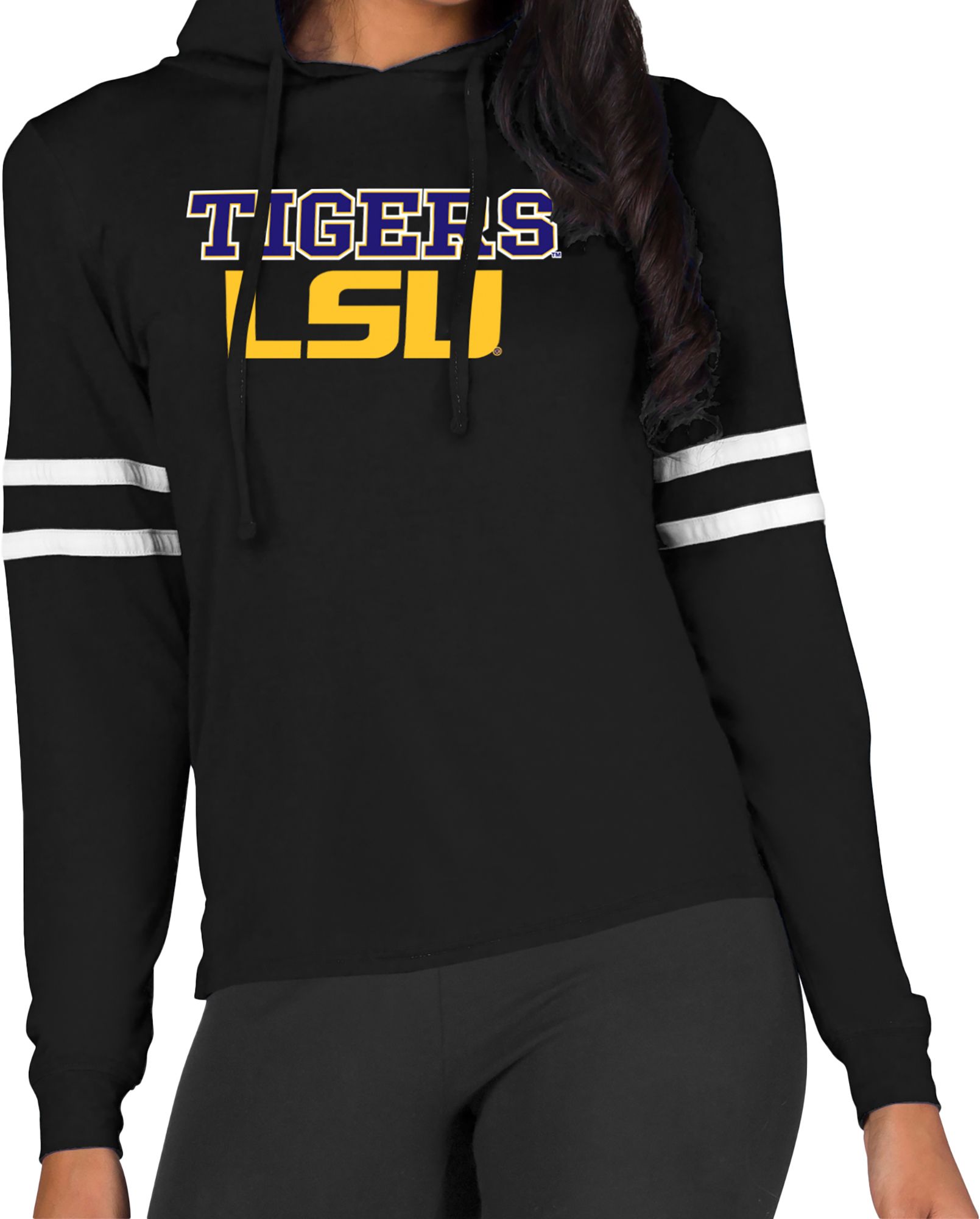 Concept Sports Women's LSU Tigers Black/White Marathon Pullover Hoodie
