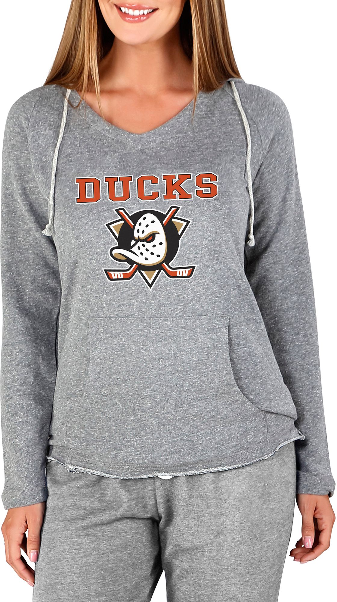 Concepts Sport Women's Anaheim Ducks Grey Marathon Hooded Long-Sleeve Shirt