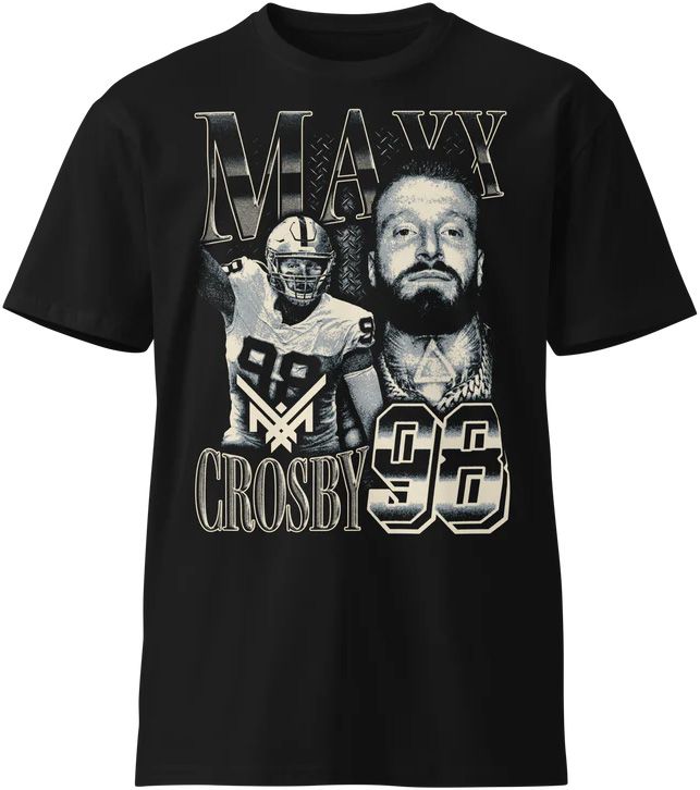 Athlete Studio Adult Maxx Crosby Black Vintage T-Shirt