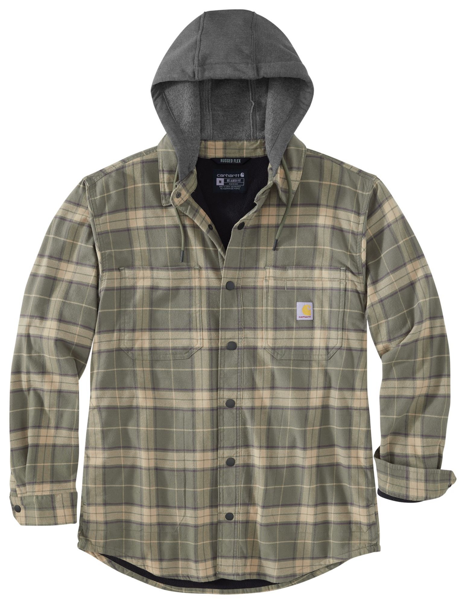 Carhartt Men's Flannel Fleece Lined Hooded Shirt Jacket