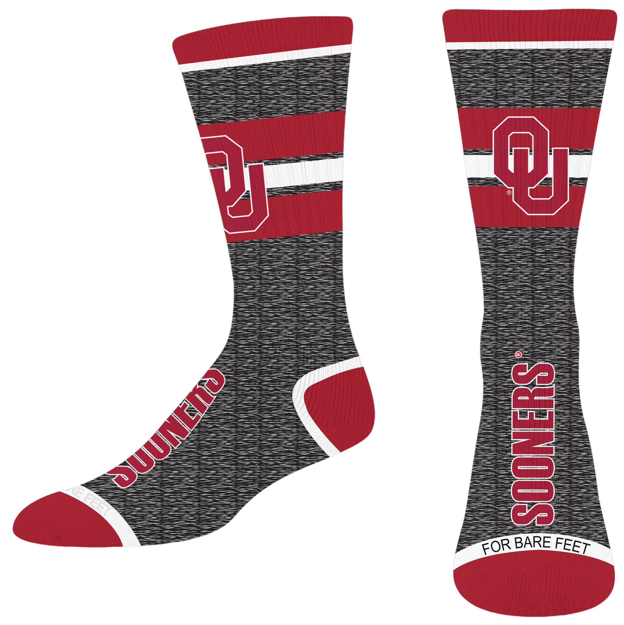 For Bare Feet Adult Oklahoma Sooners Spotlight Crew Socks