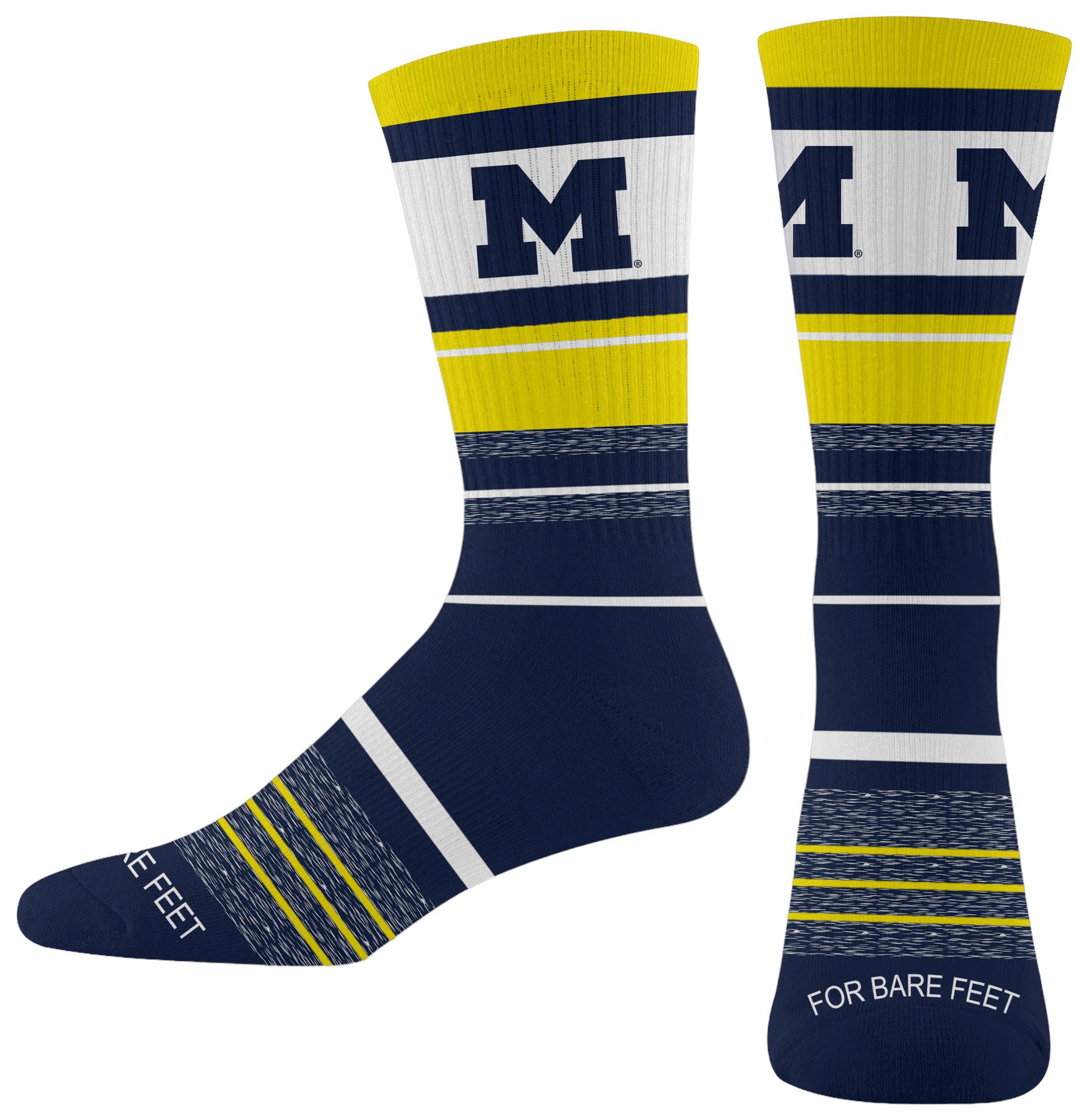 For Bare Feet Adult Michigan Wolverines Friday Crew Socks