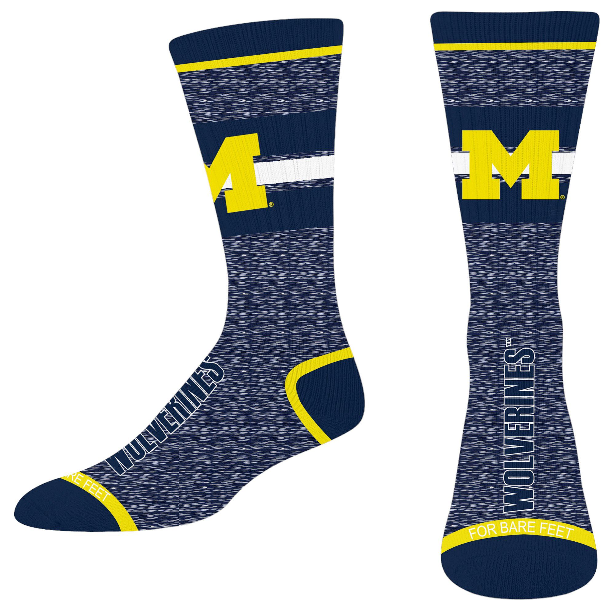 For Bare Feet Adult Michigan Wolverines Spotlight Crew Socks