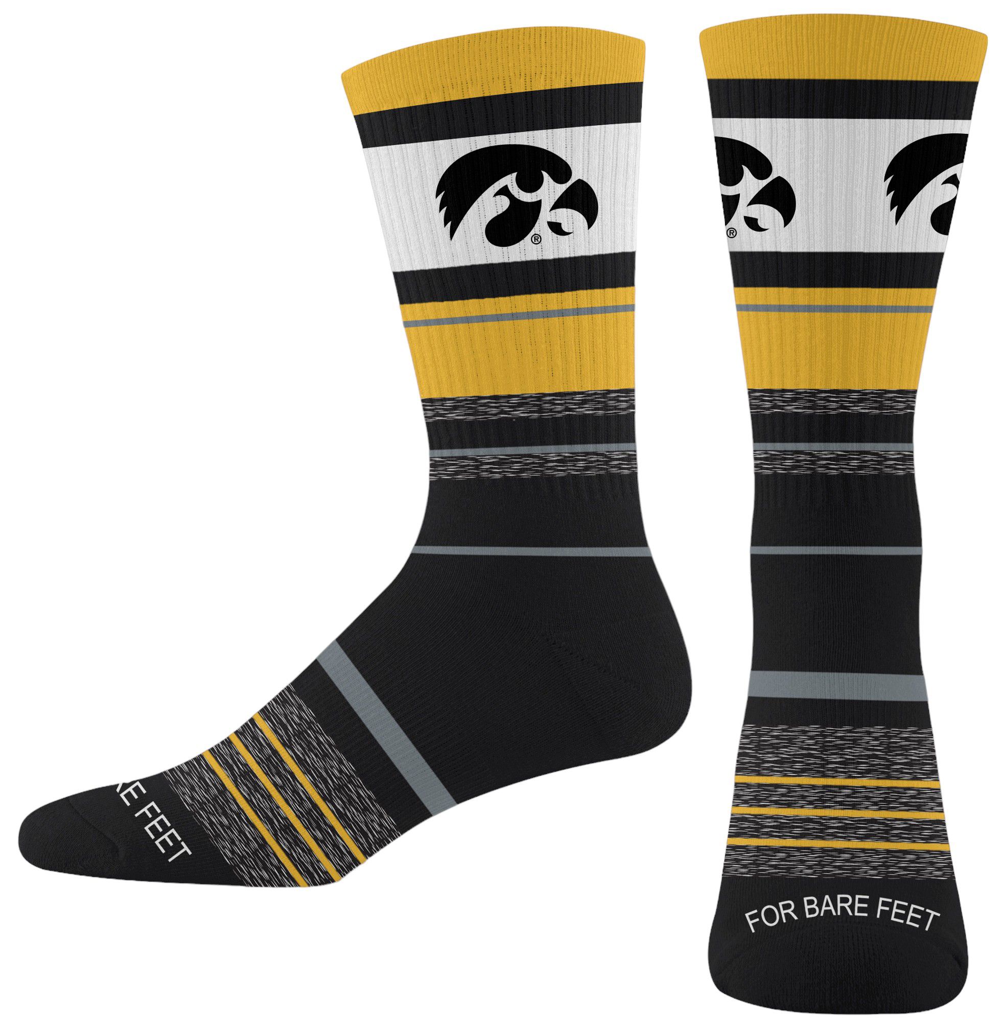 For Bare Feet Adult Iowa Hawkeyes Friday Crew Socks