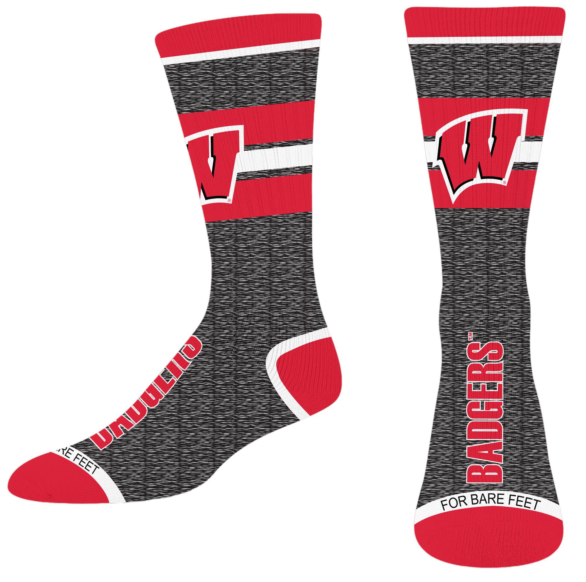 For Bare Feet Adult Wisconsin Badgers Spotlight Crew Socks