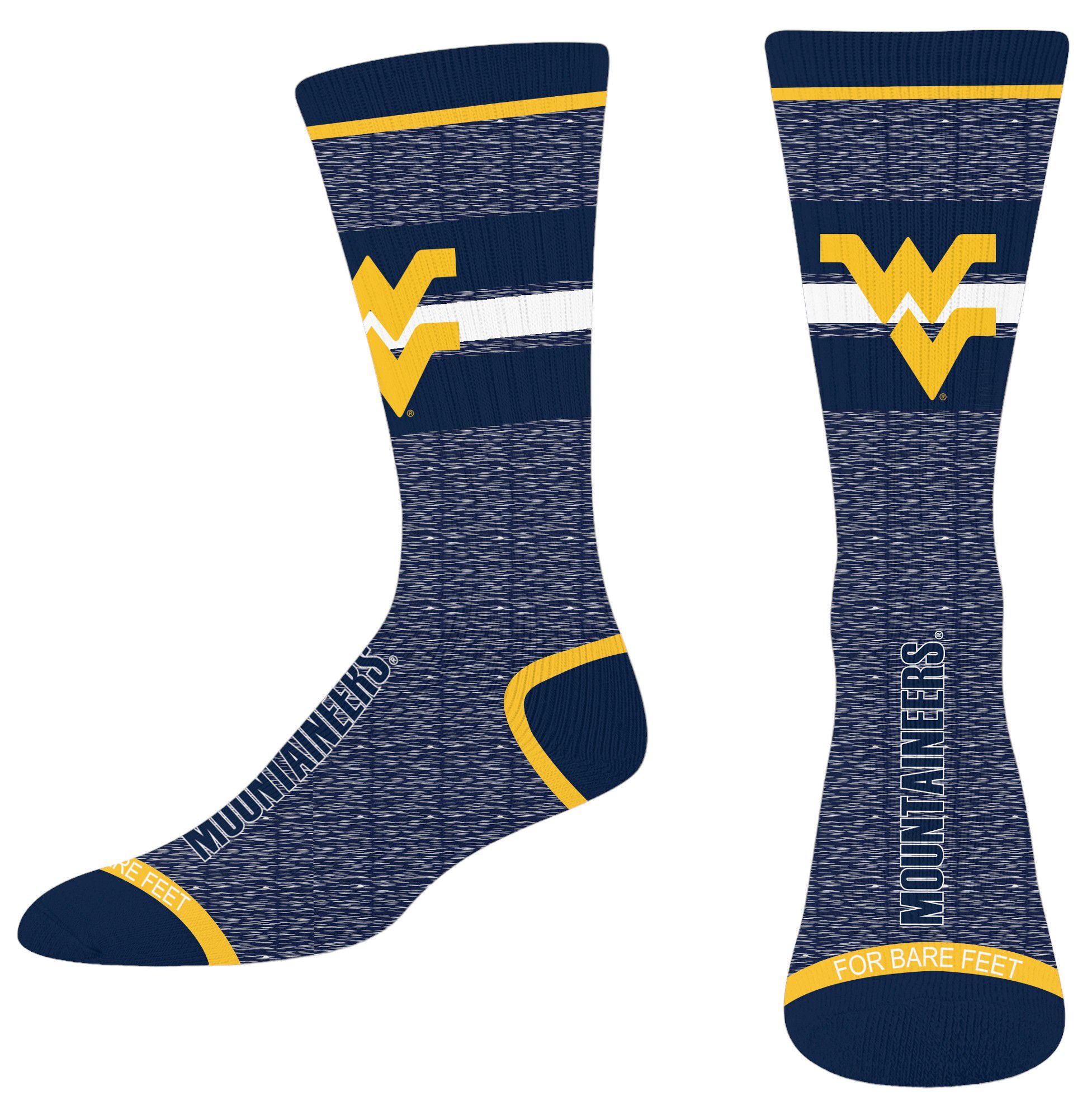 For Bare Feet Adult West Virginia Mountaineers Spotlight Crew Socks