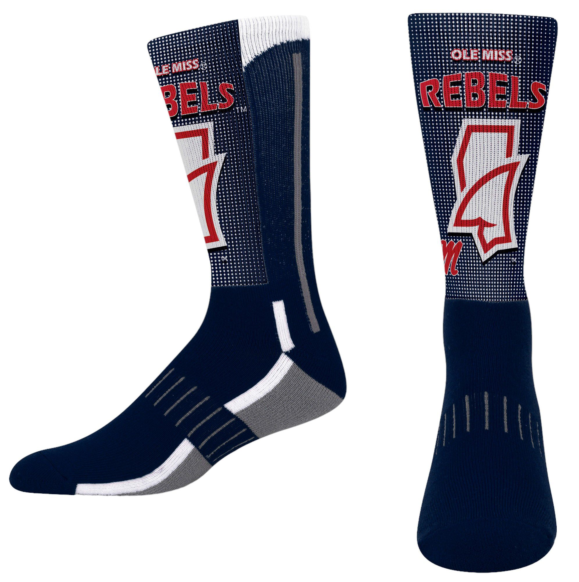 For Bare Feet Youth Ole Miss Rebels Mascot Crew Socks