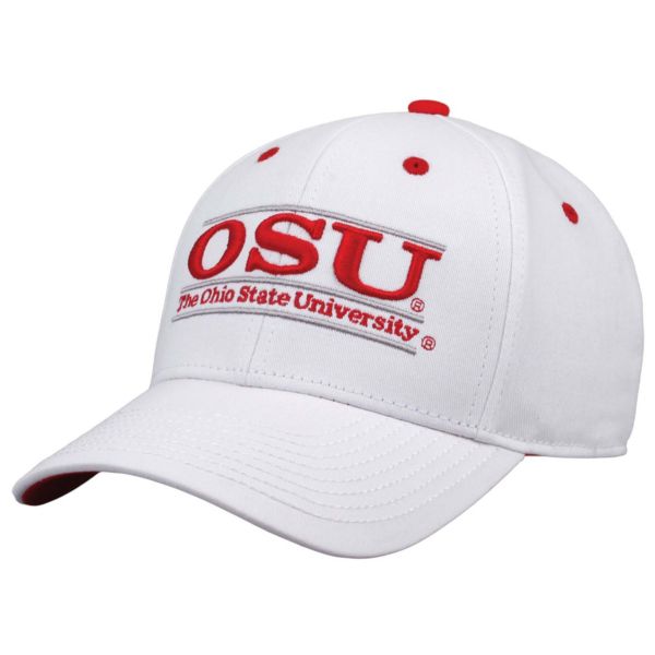 The Game Men's Ohio State Buckeyes White Bar Adjustable Hat