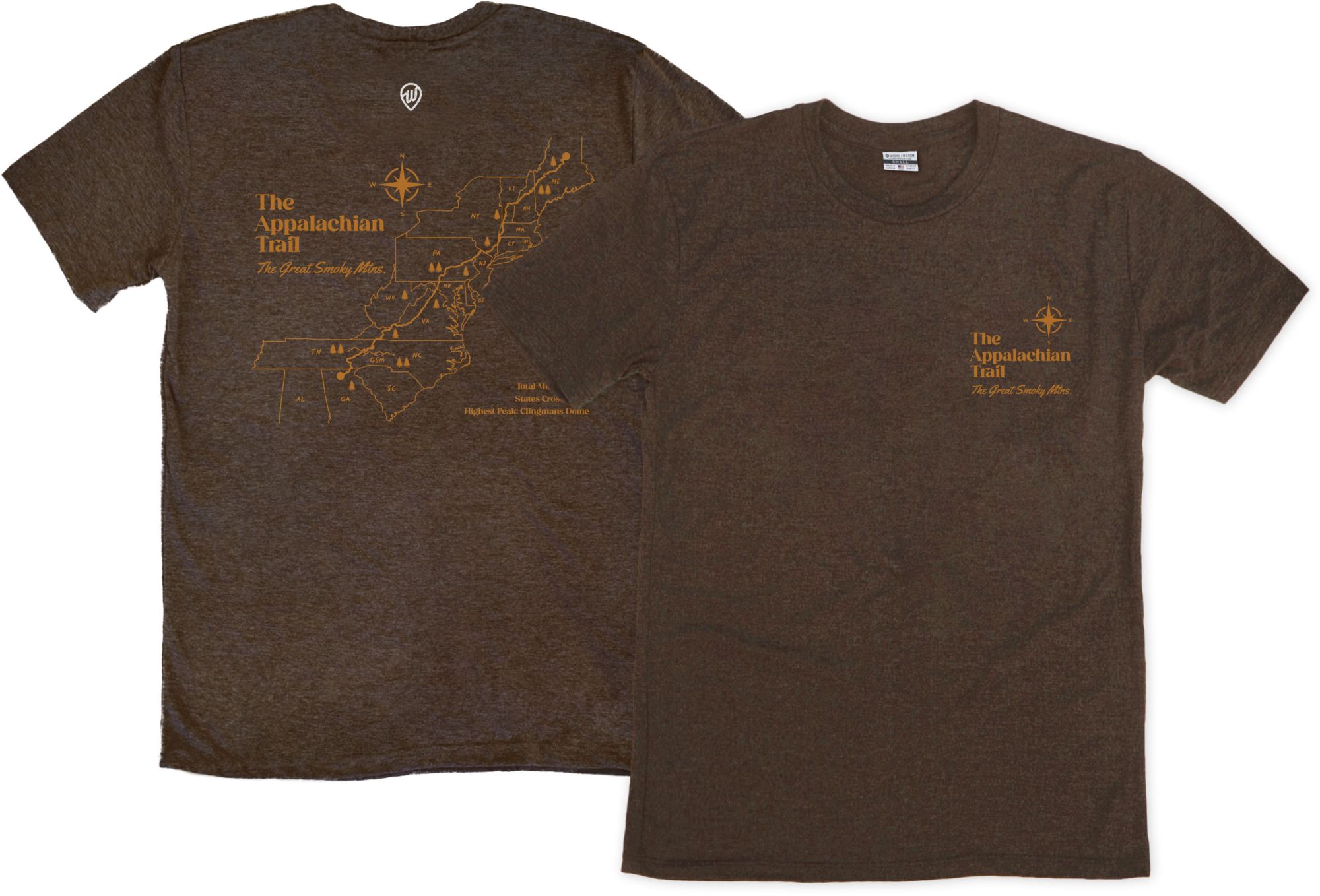 Where I'm From Adult Great Smoky Mountains App Trail Brown T-Shirt