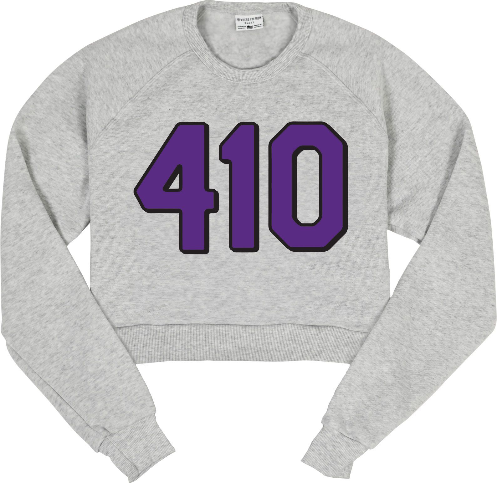 Where I'm From Adult Baltimore 410 Grey Cropped Fleece Sweatshirt