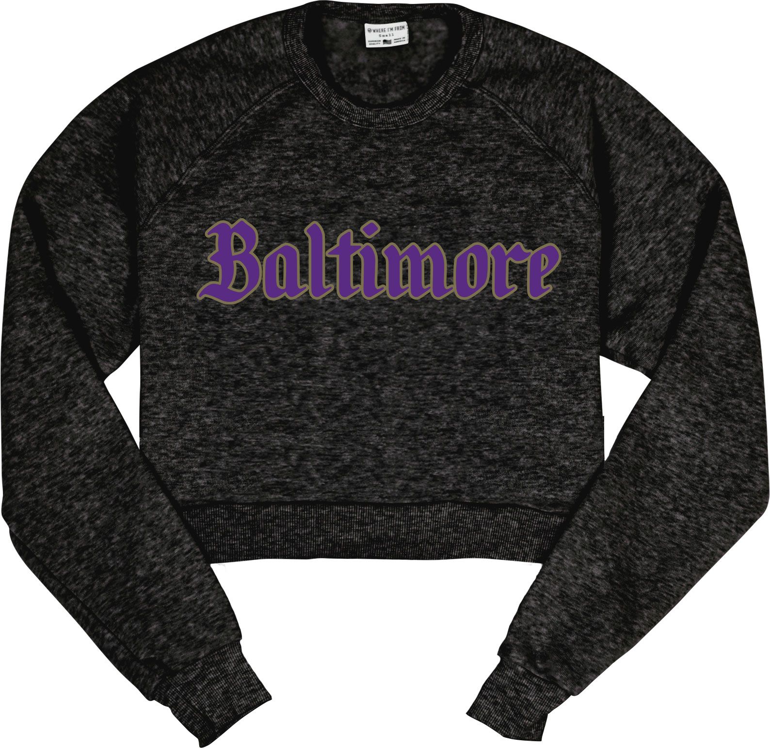 Where I'm From Women's Baltimore Gothic Script Cropped Fleece Sweatshirt