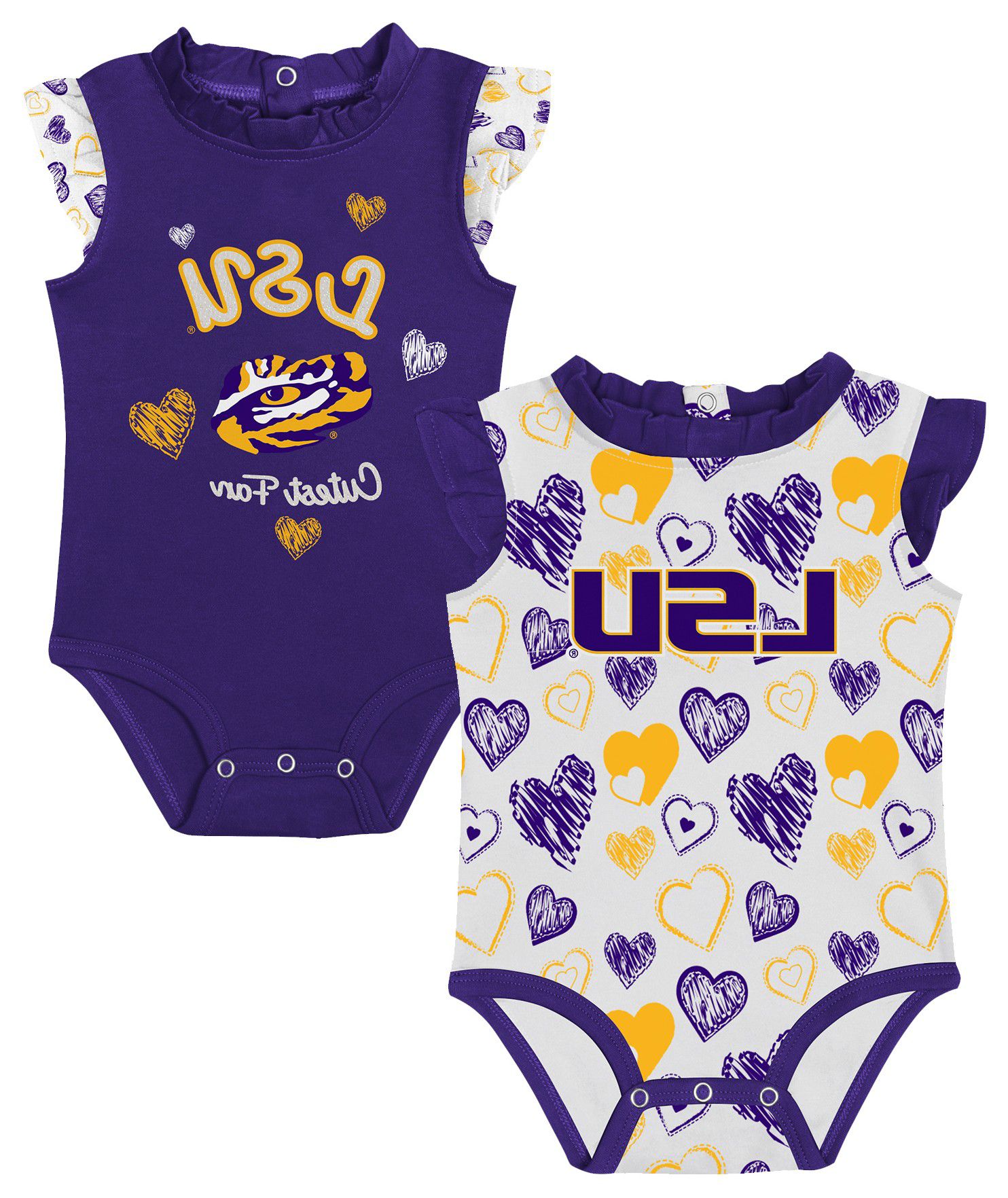 Gen2 Infant LSU Tigers Hearts 2-Piece Creeper Set