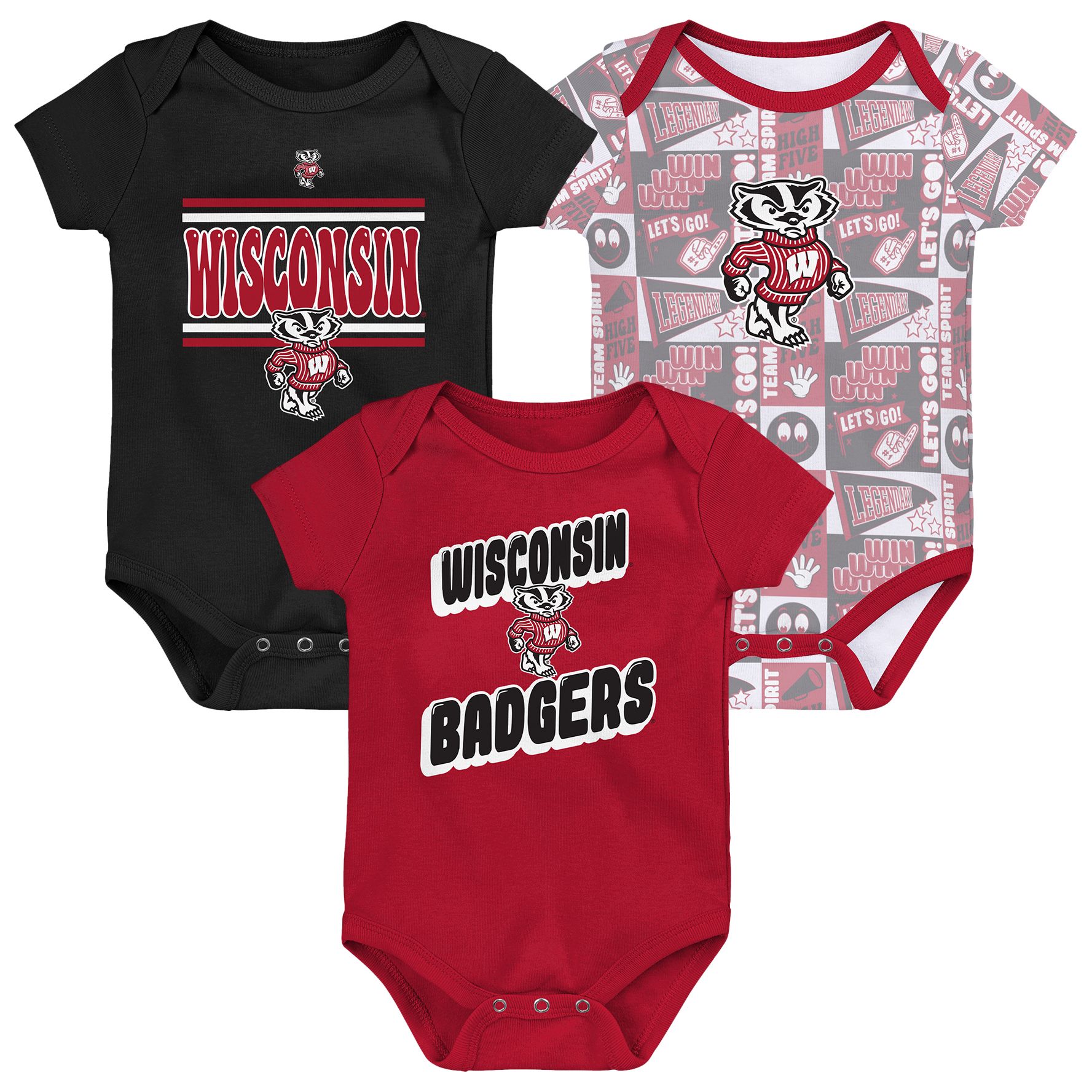 Gen2 Infant Wisconsin Badgers Comics 3-Piece Creeper Set
