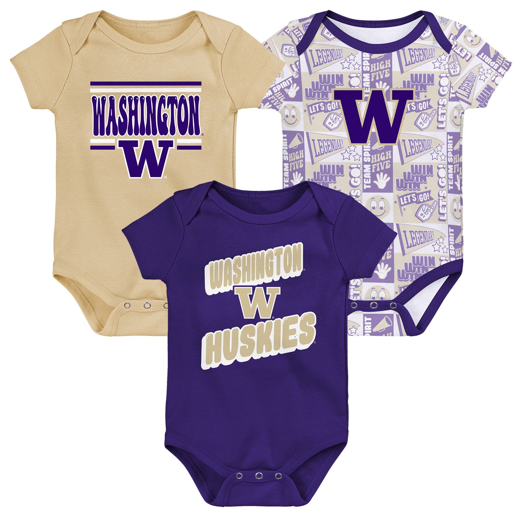Gen2 Infant Washington Huskies Comics 3-Piece Creeper Set