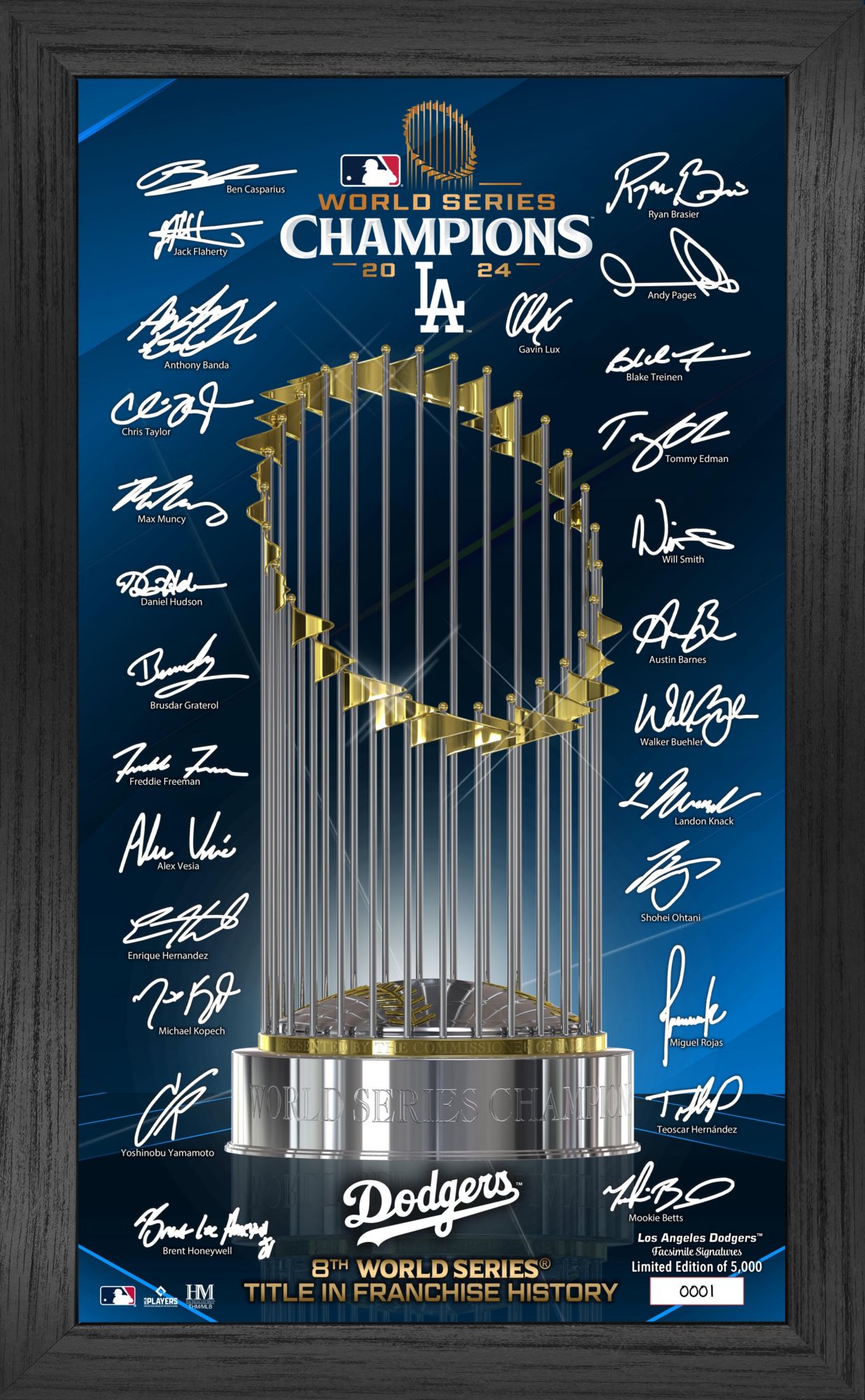 Highland Mint 2024 World Series Champions Los Angeles Dodgers Trophy Signature Frame - No Color