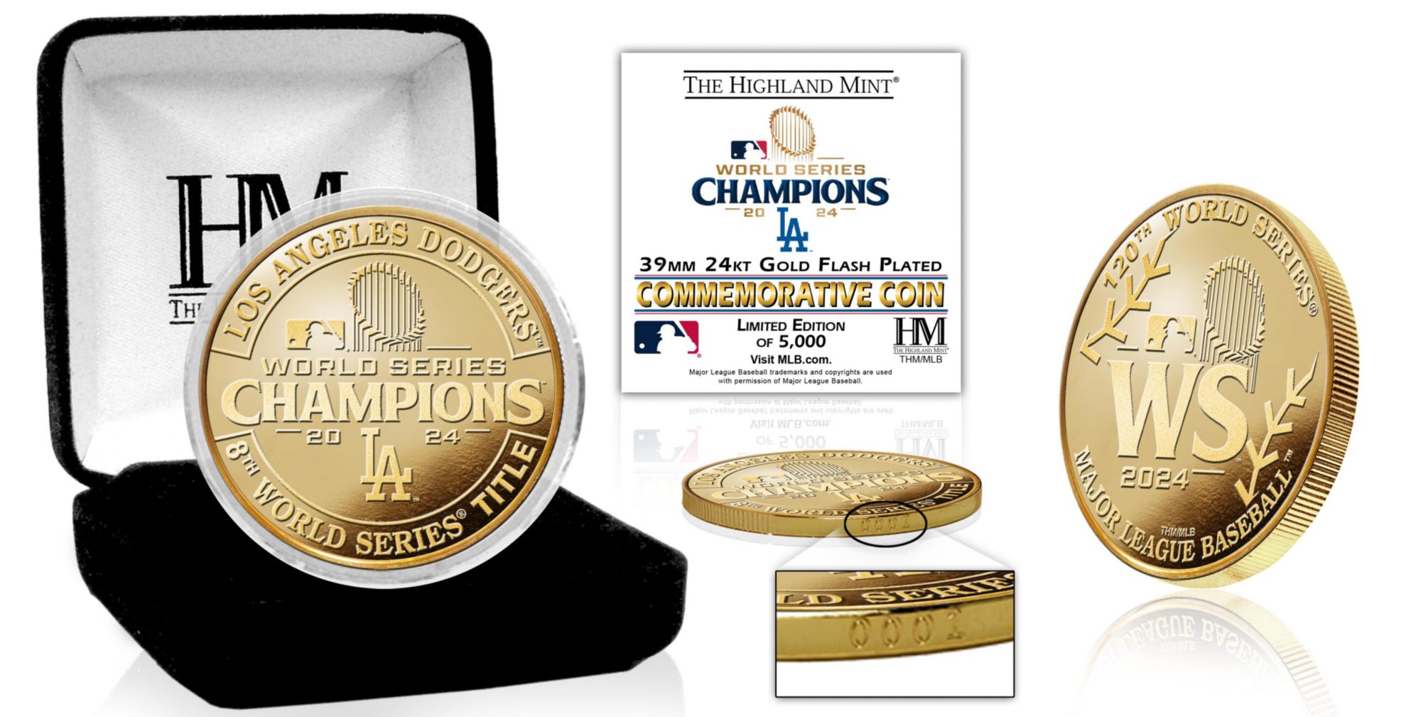 Highland Mint 2024 World Series Champions Los Angeles Dodgers Gold Coin
