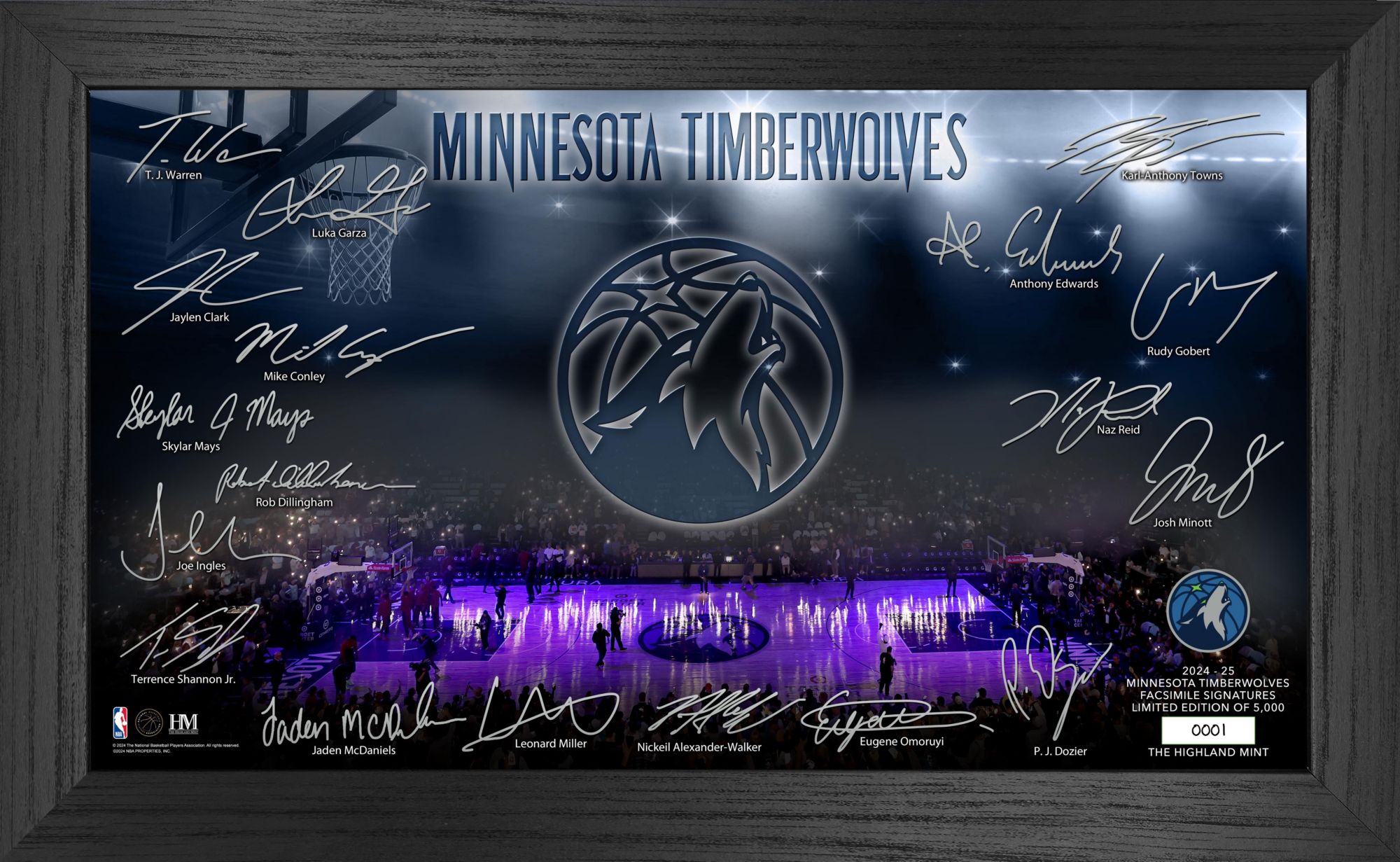 Highland Mint Minnesota Timberwolves Signature Court Frame