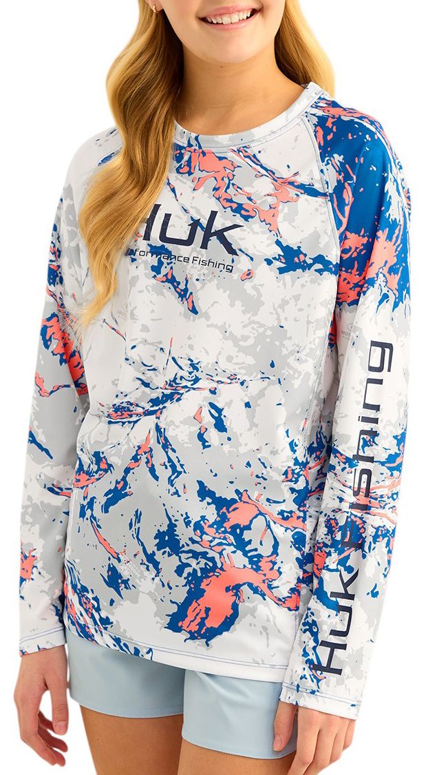HUK Boys' Mossy Oak Pursuit Performance Long Sleeve Shirt