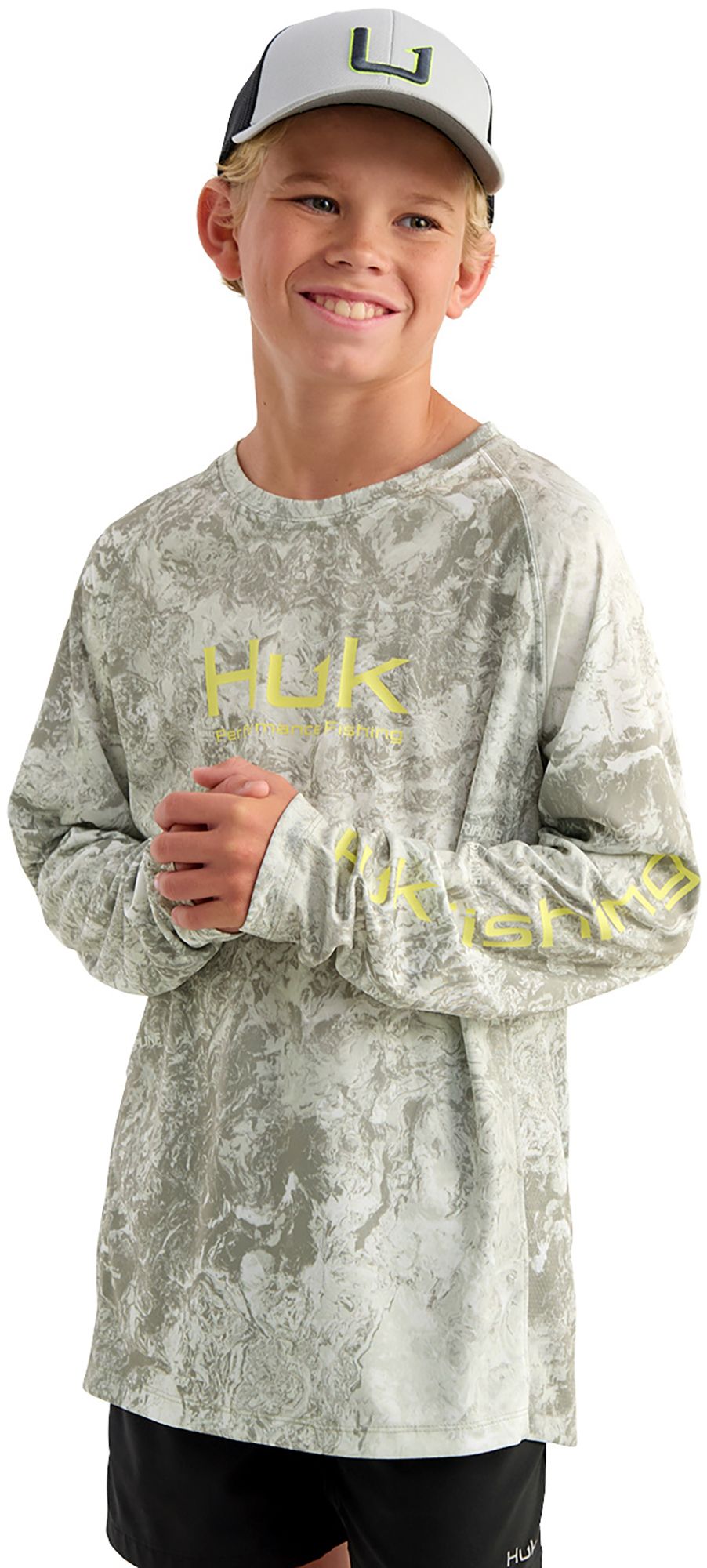 HUK Boys' Mossy Oak Pursuit Performance Long Sleeve Shirt