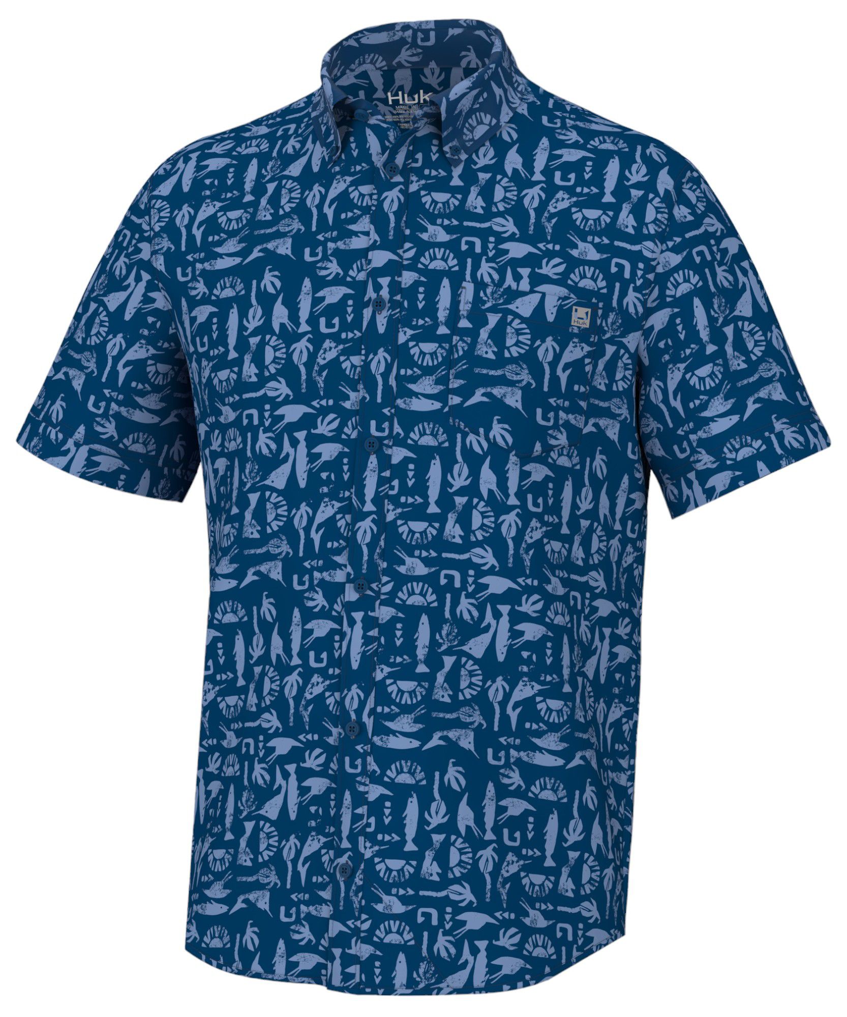 HUK Men's Kona Batiki Short Sleeve Button Up Shirt