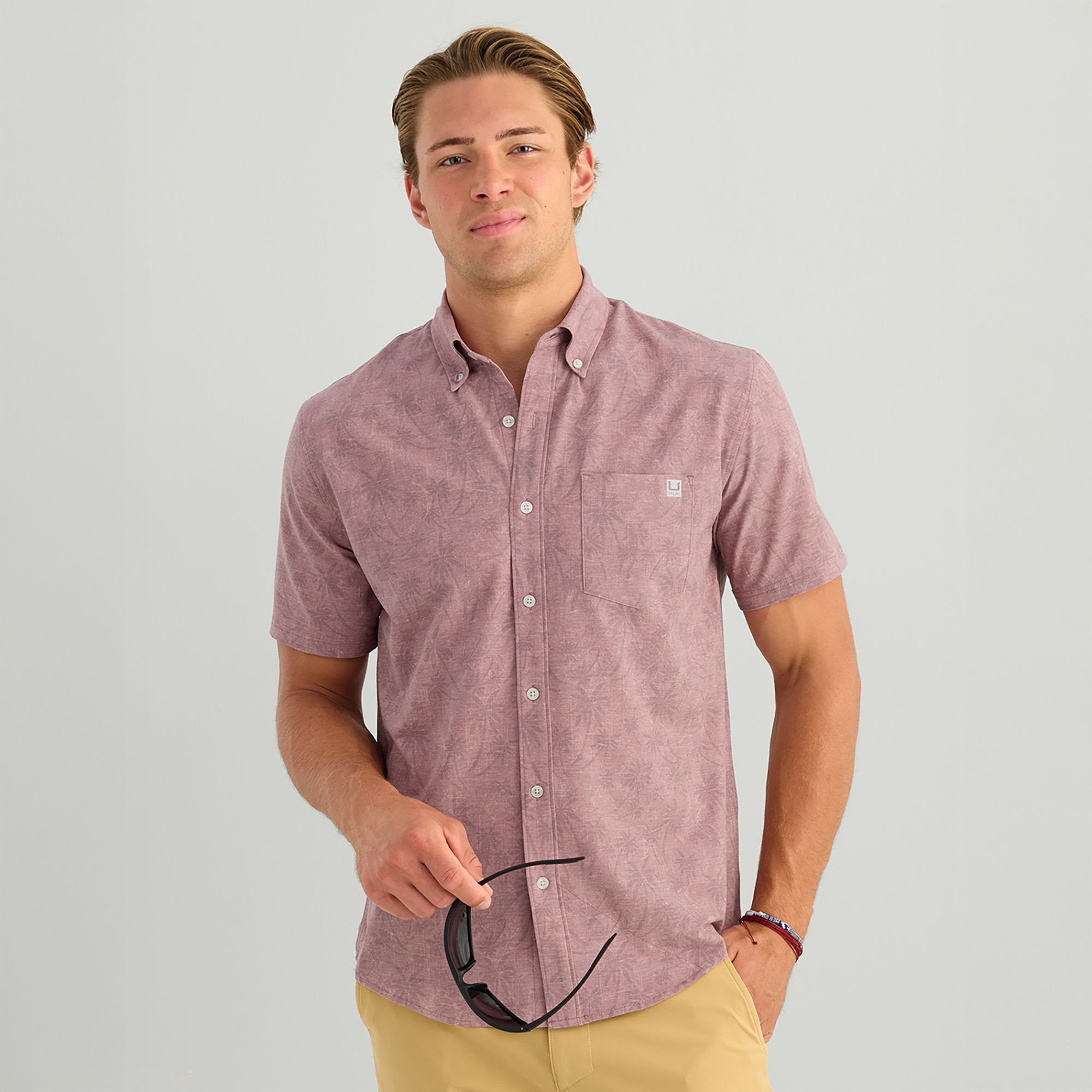 HUK Men's Kona KC Printed Short Sleeve Button-Down Shirt