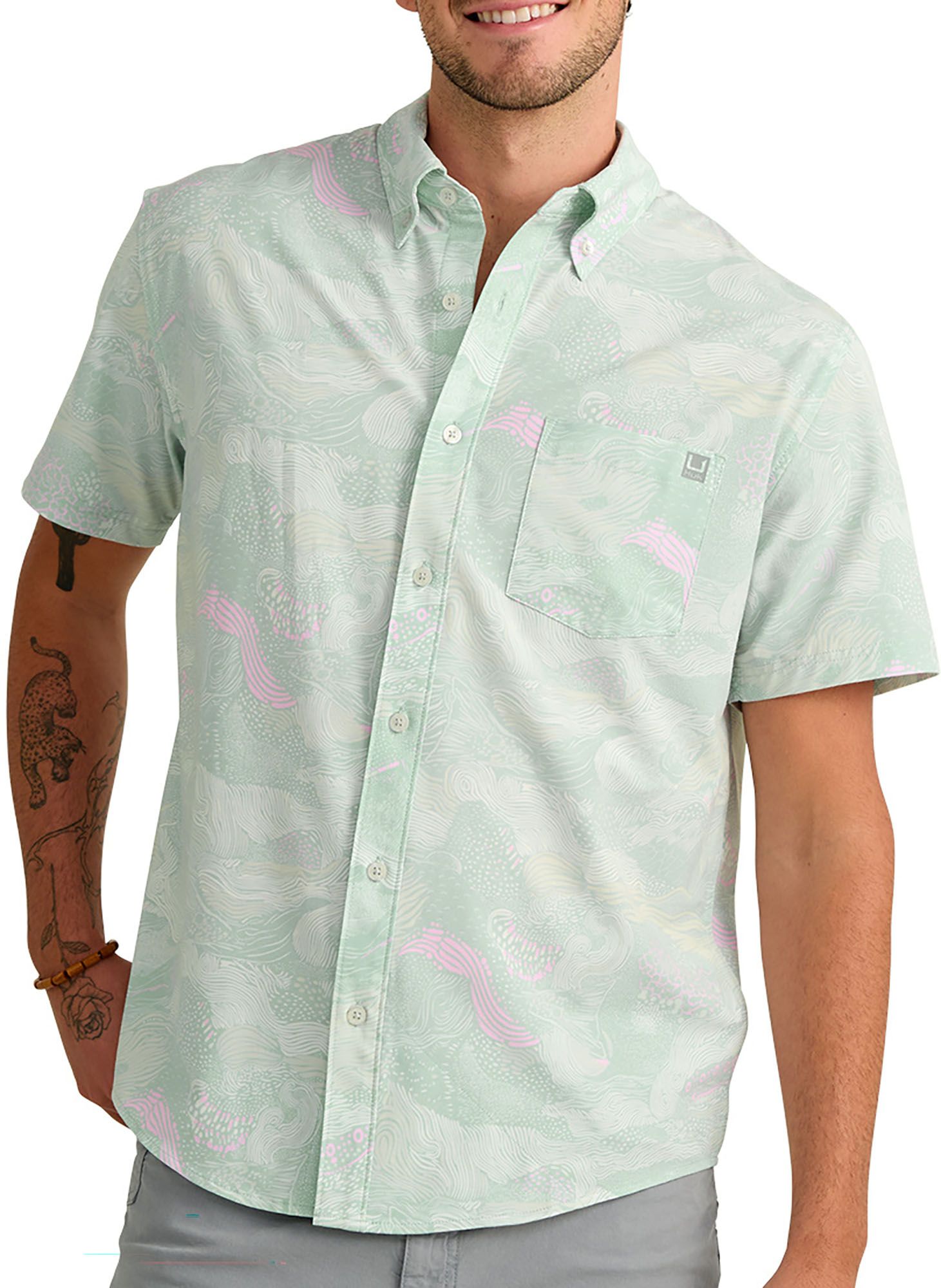 HUK Men's Short Sleeve Kona Button Down