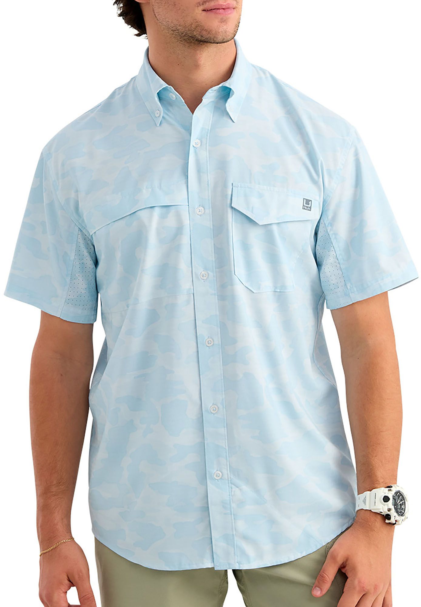 HUK Men's Tide Point Printed Short Sleeve Shirt